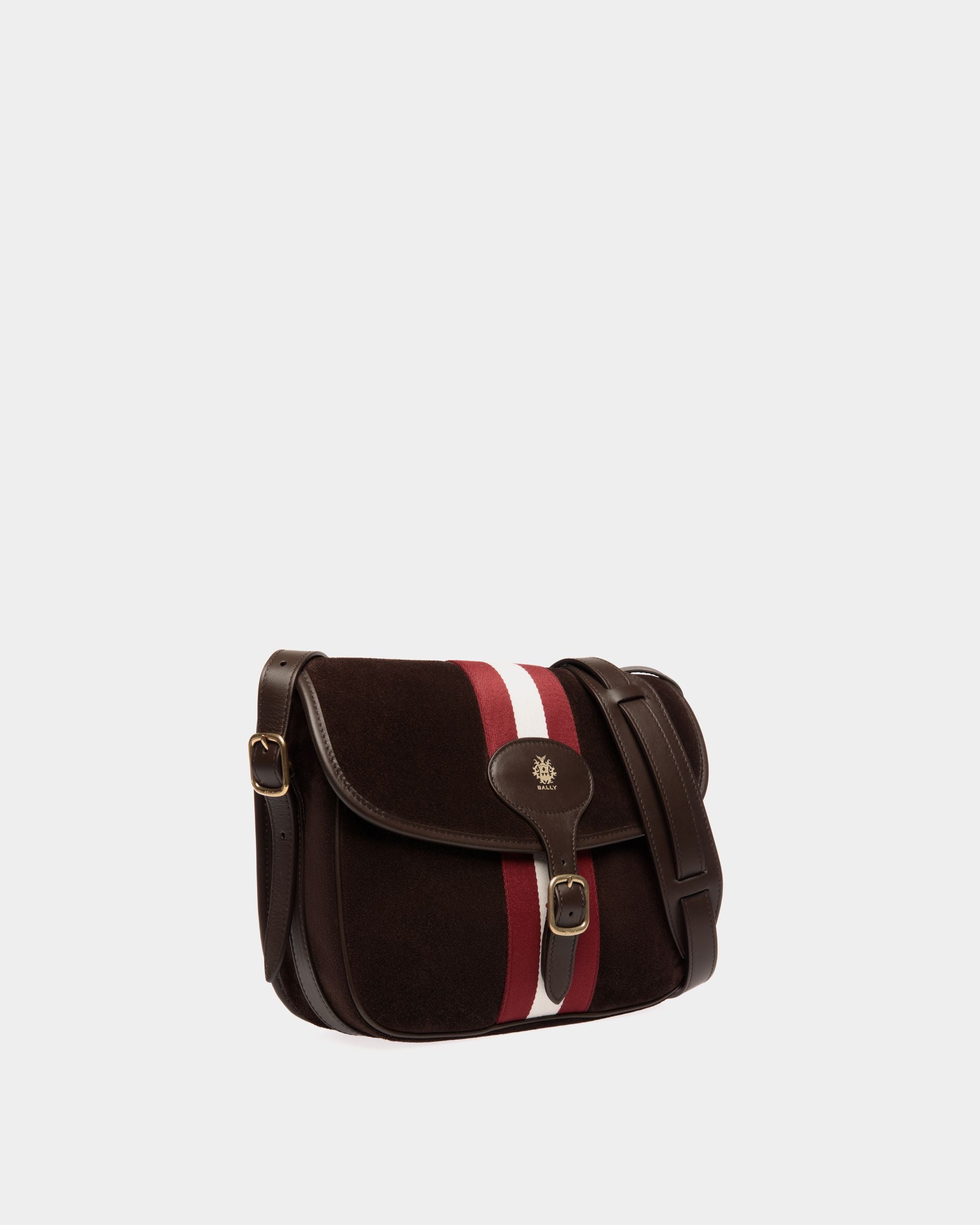 Sac À Bandoulière Beckett En Daim Et Cuir Ebano - Homme - Bally - 04
