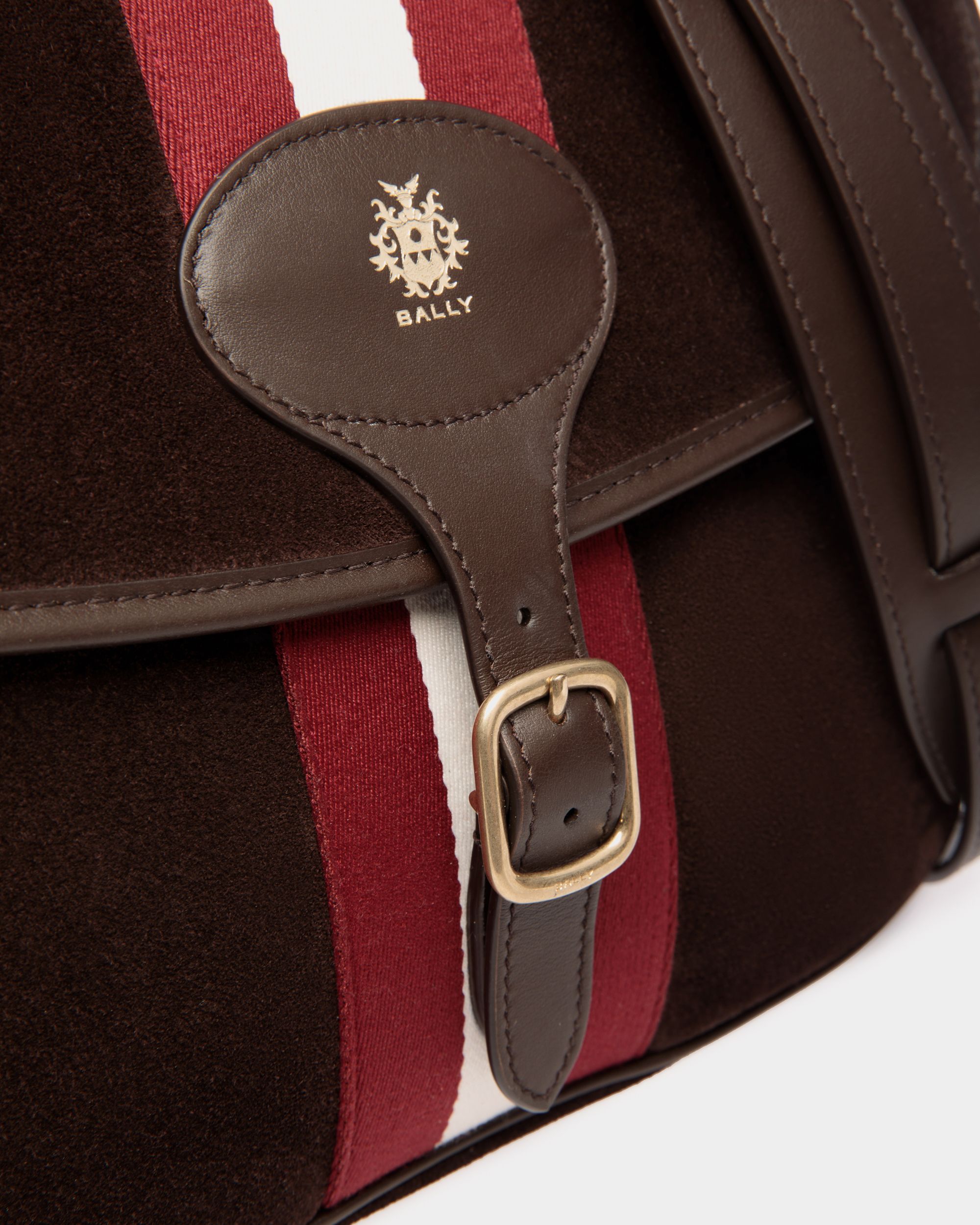 Sac À Bandoulière Beckett En Daim Et Cuir Ebano - Homme - Bally - 05