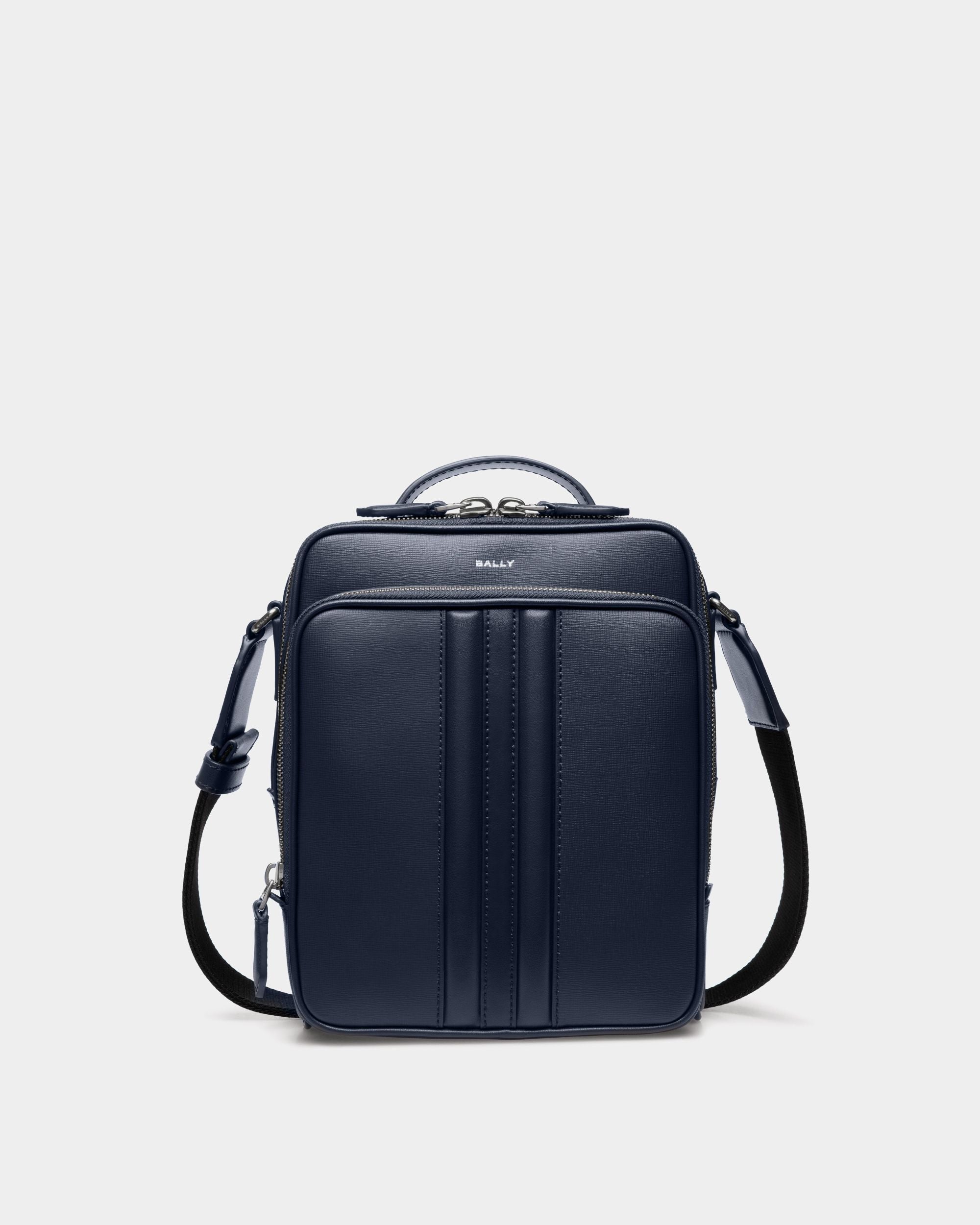 Code Umhängetasche Aus Recyceltem Leder In Navy Blue - Herren - Bally - 01