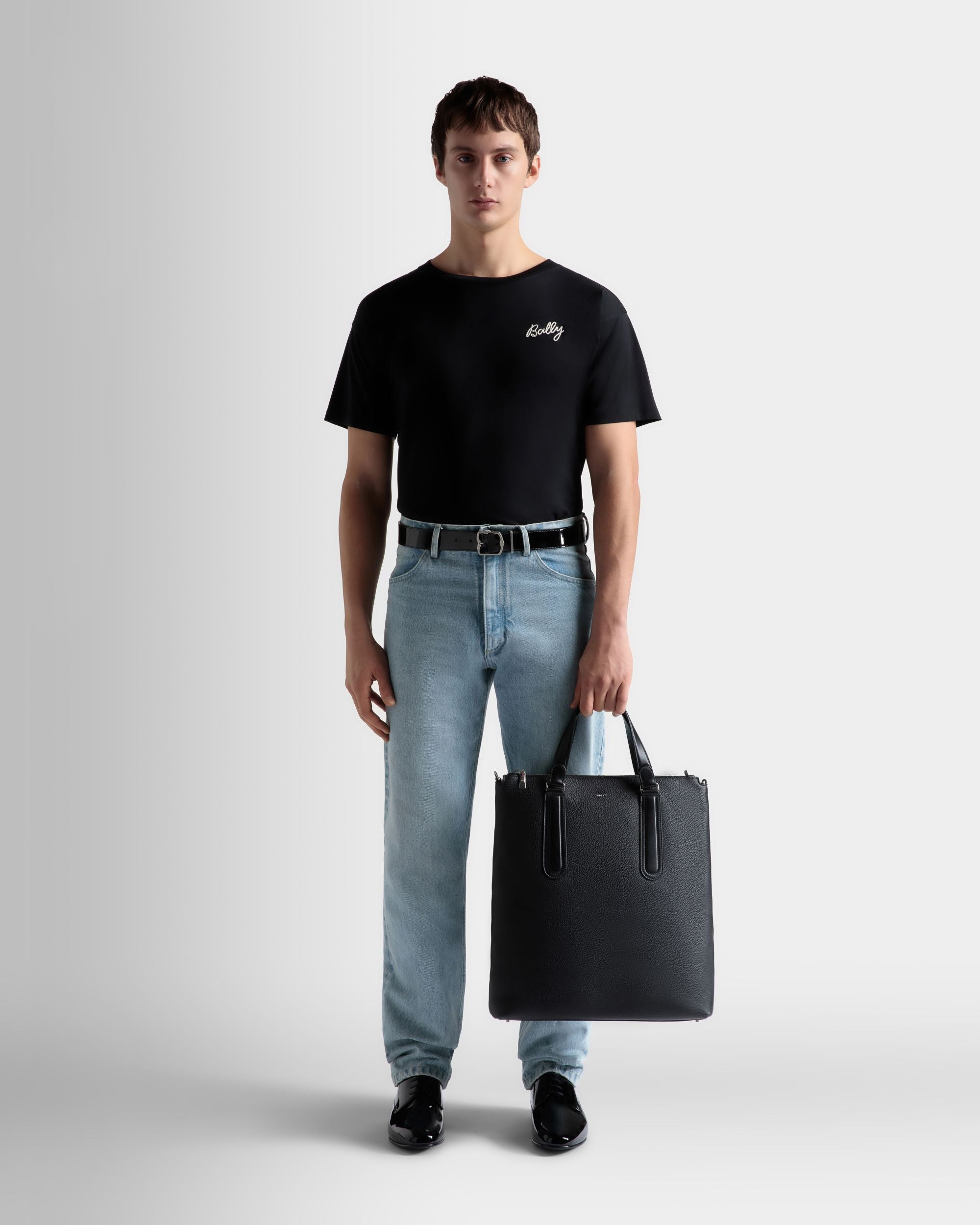 Spin Tragetasche Aus Genarbtem Schwarzem Leder - Herren - Bally - 02