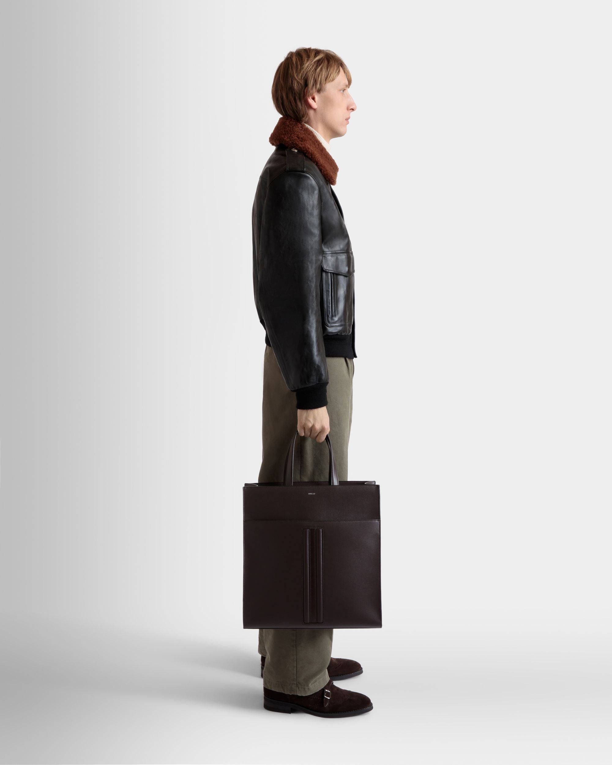 Mythos Tragetasche Aus Recyceltem Leder In Ebenholz - Uomo - Bally - 02