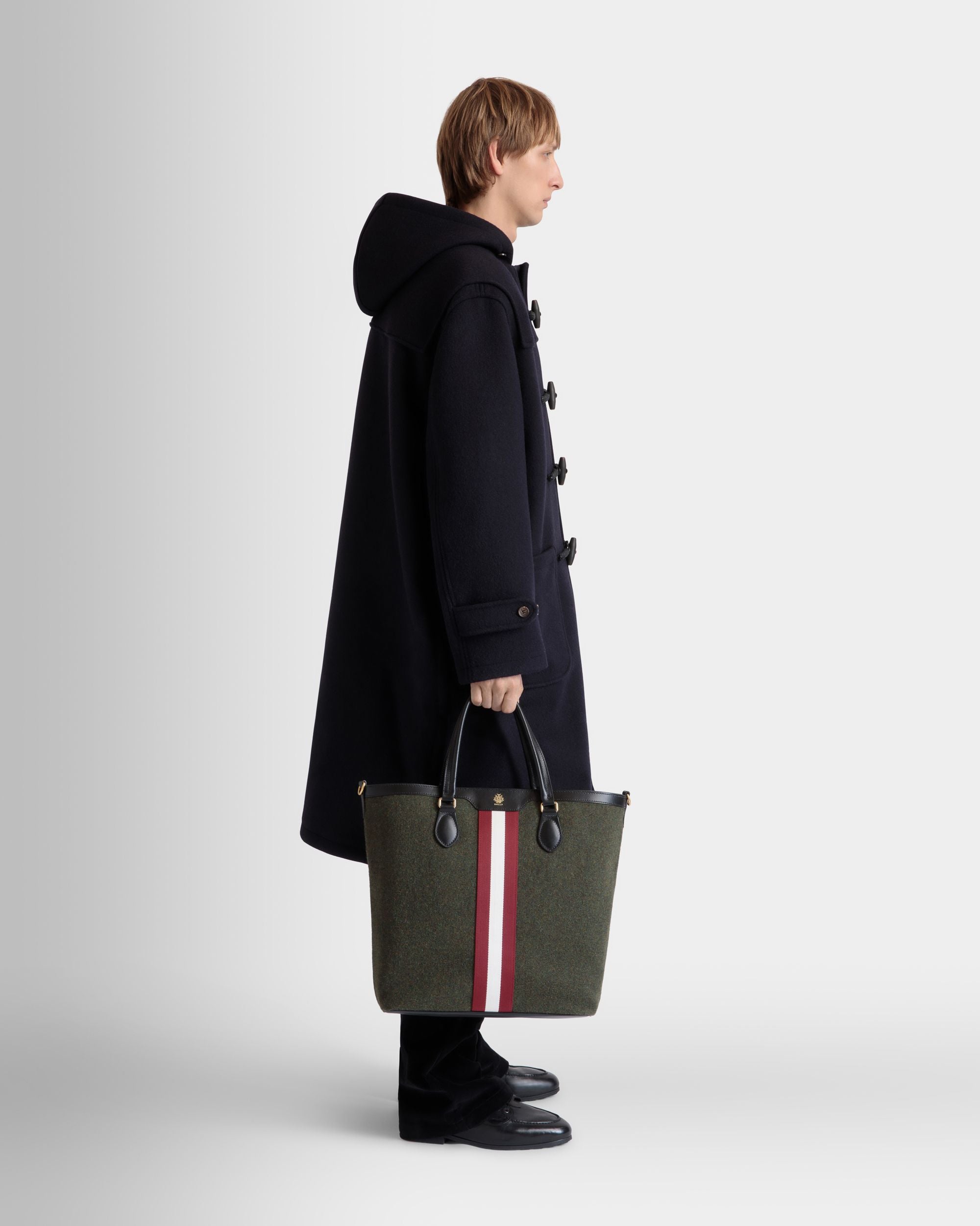 Beckett Tote In Dark Green Wool And Leather - Herren - Bally - 02