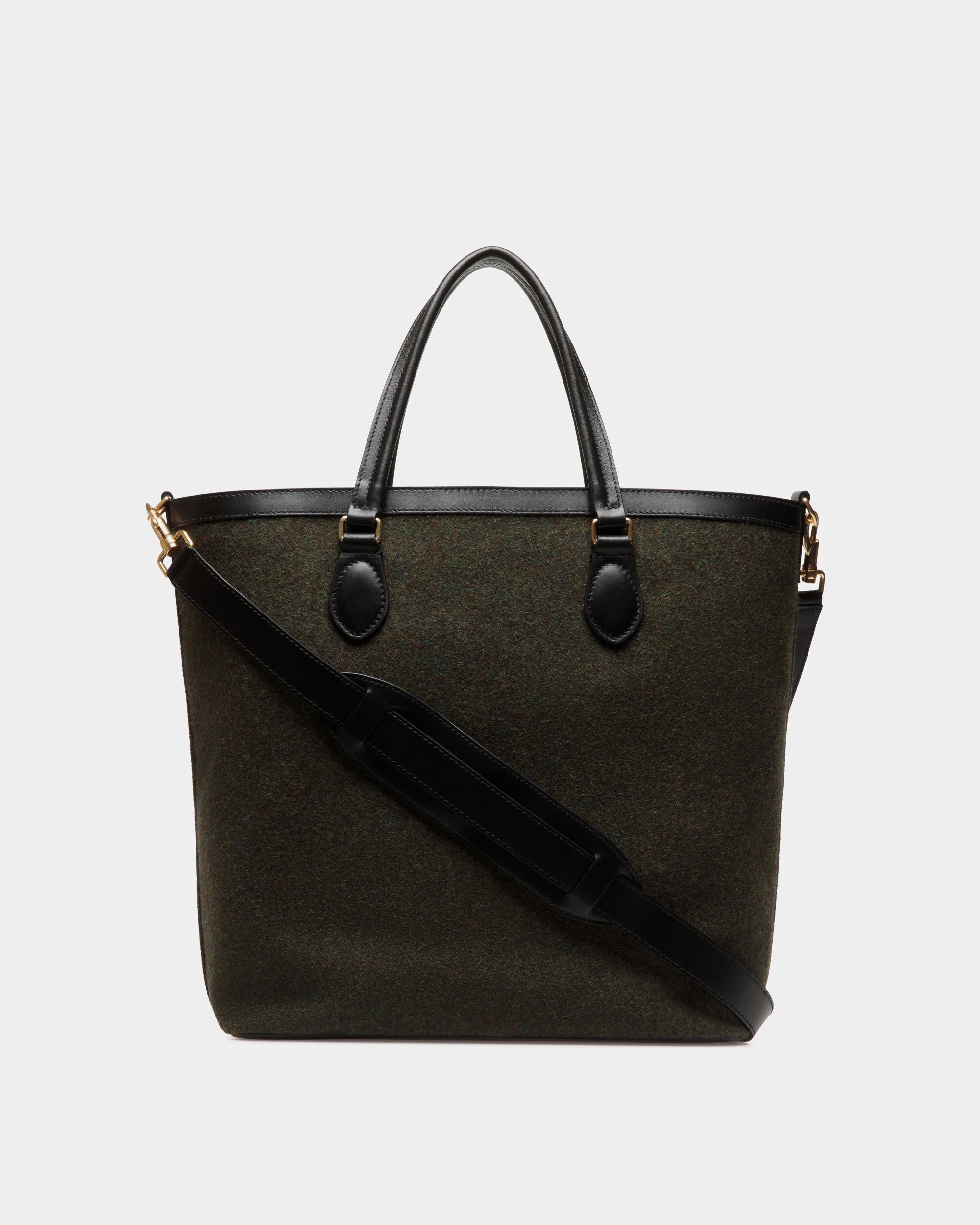 Beckett Tote In Dark Green Wool And Leather - Herren - Bally - 03