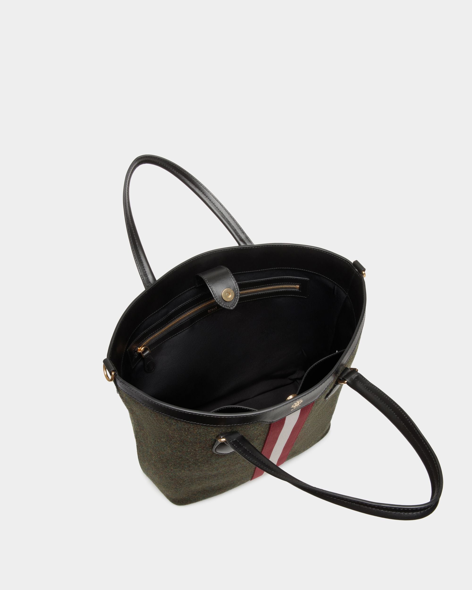 Beckett Tote In Dark Green Wool And Leather - Herren - Bally - 05