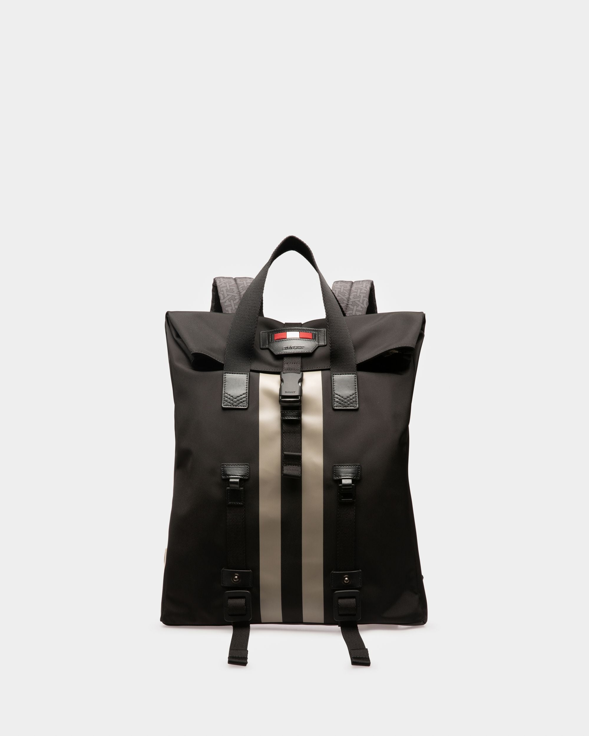 Sac À Dos Plat Bally Escape En Nylon Et Tissu Noir Et Marron - Homme - Bally - 06