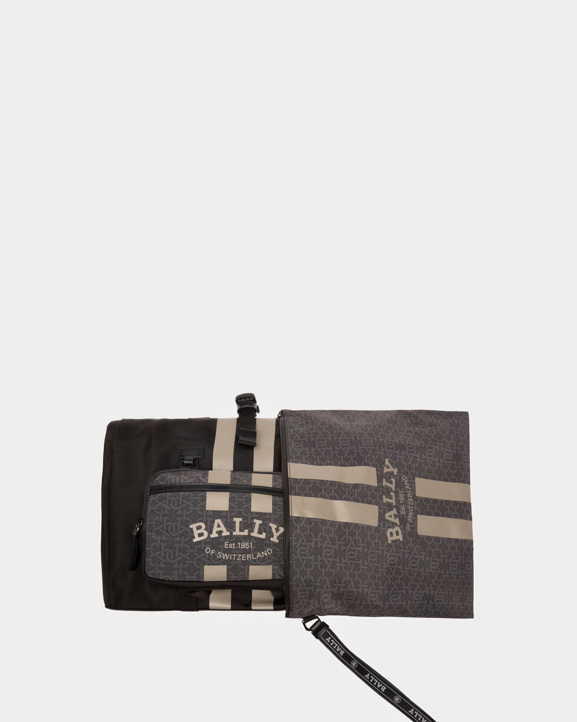 Sac À Dos Plat Bally Escape En Nylon Et Tissu Noir Et Marron - Homme - Bally - 07
