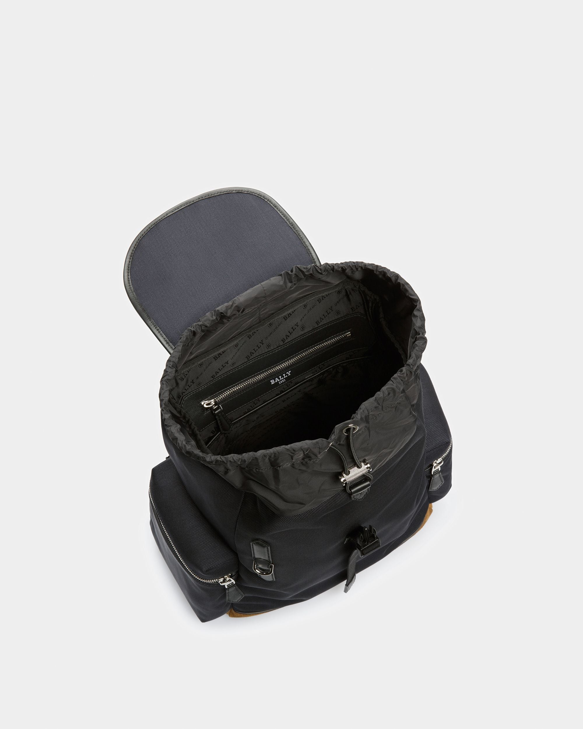 Cliford Small Zaino In Pelle E Nylon Blu Scuro - Uomo - Bally - 04