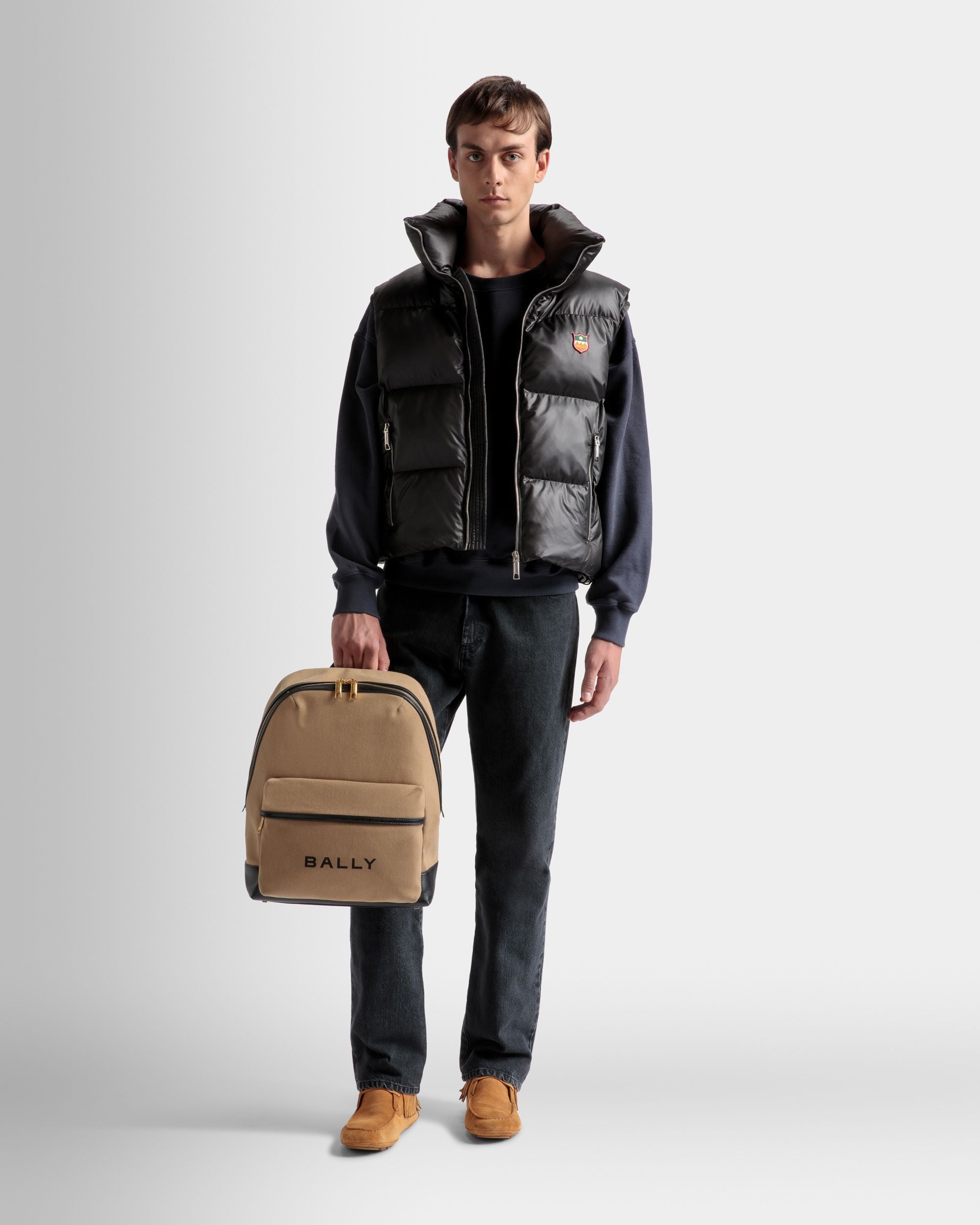 Bar Rucksack Aus Stoff und Leder in Sand und Schwarz - Herren - Bally - 02