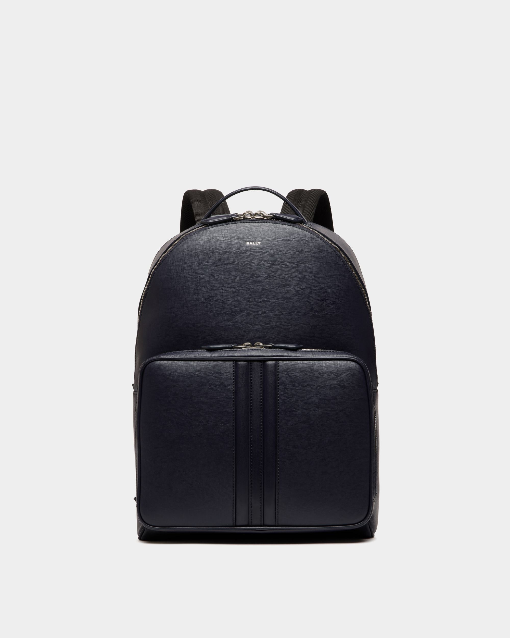 Mythos Backpack in Navy Blue Recycled Leather - Men's - Bally - 01
