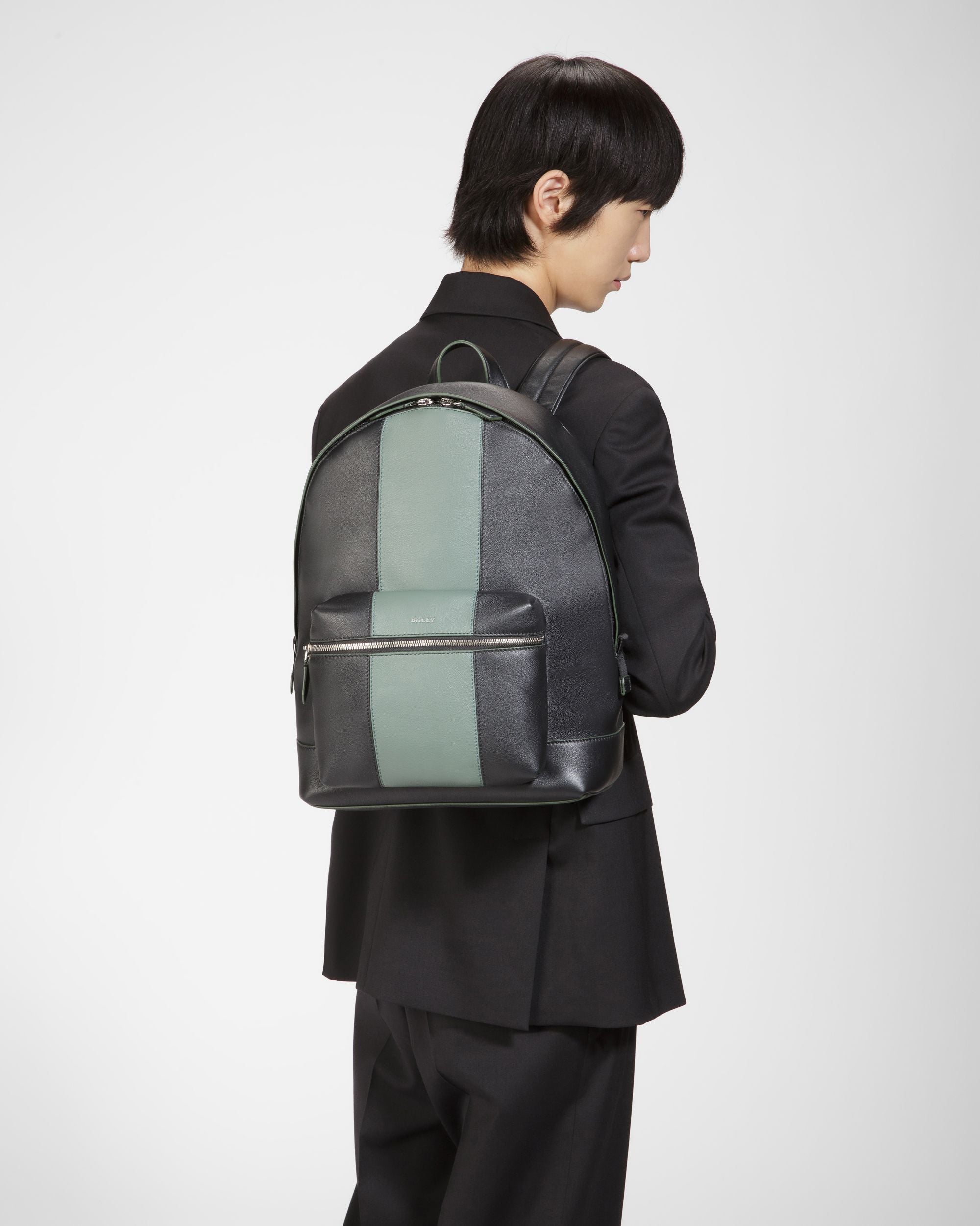 Harper Lederrucksack In Schwarz Und Grün - Herren - Bally - 03