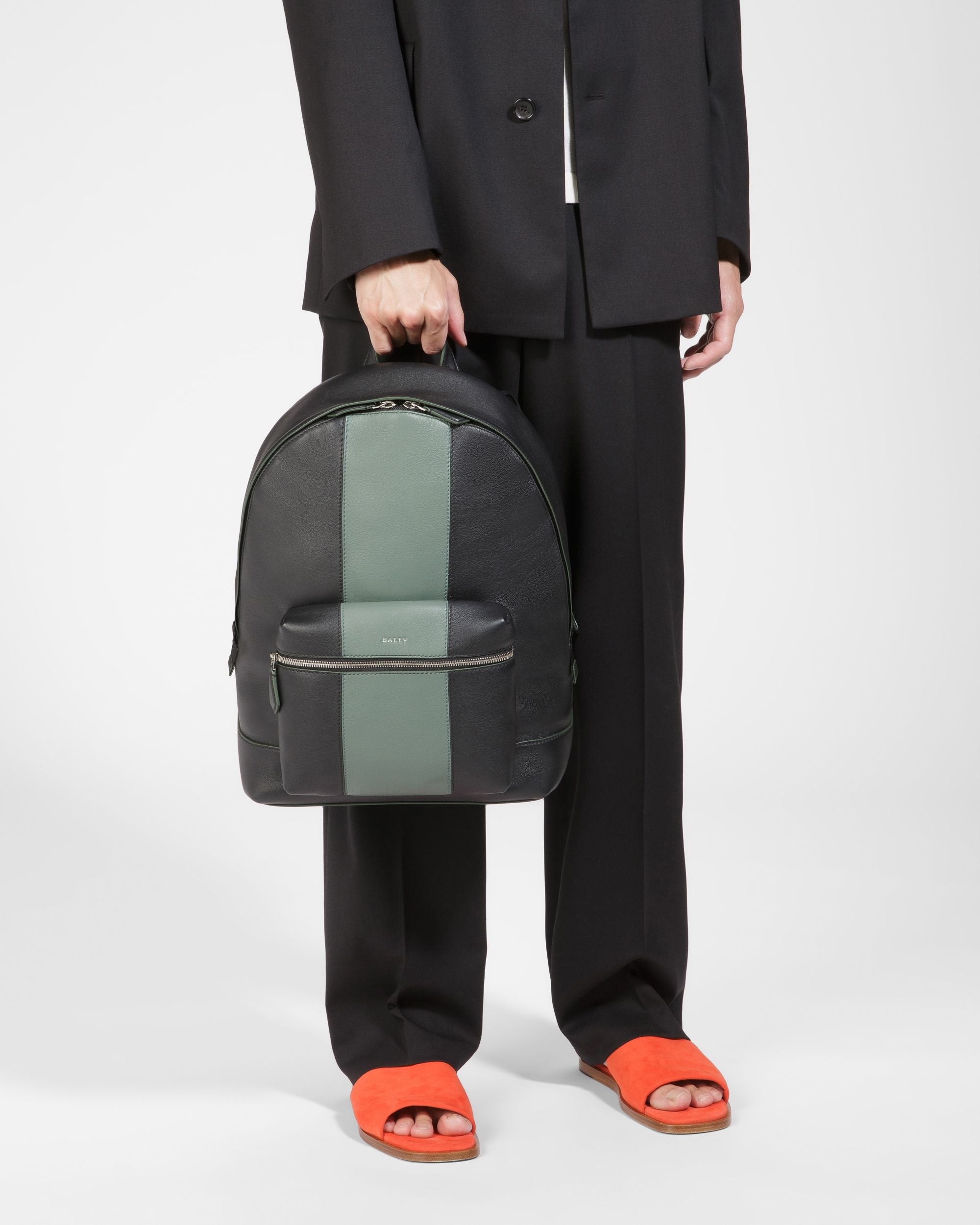 Harper Lederrucksack In Schwarz Und Grün - Herren - Bally - 06