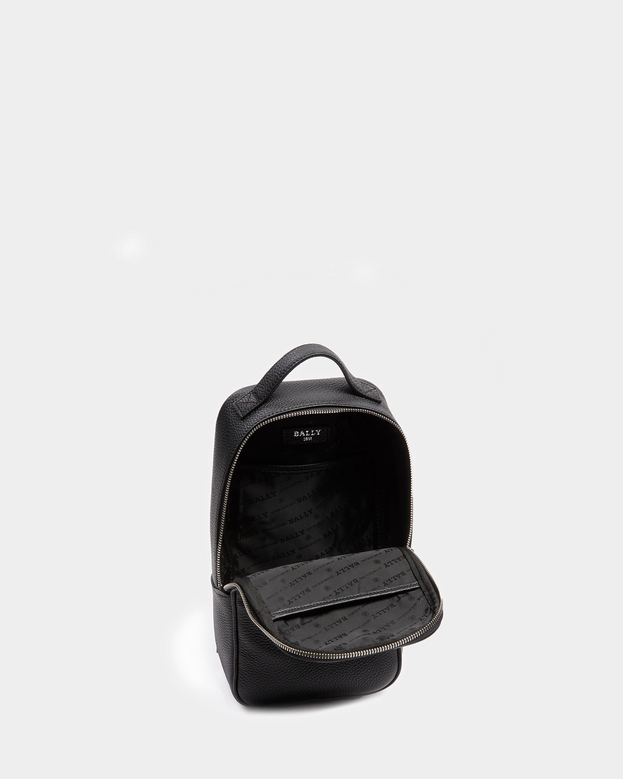 Halikho Sac À Dos À Une Épaule En Cuir Noir Et Palladium - Homme - Bally - 04