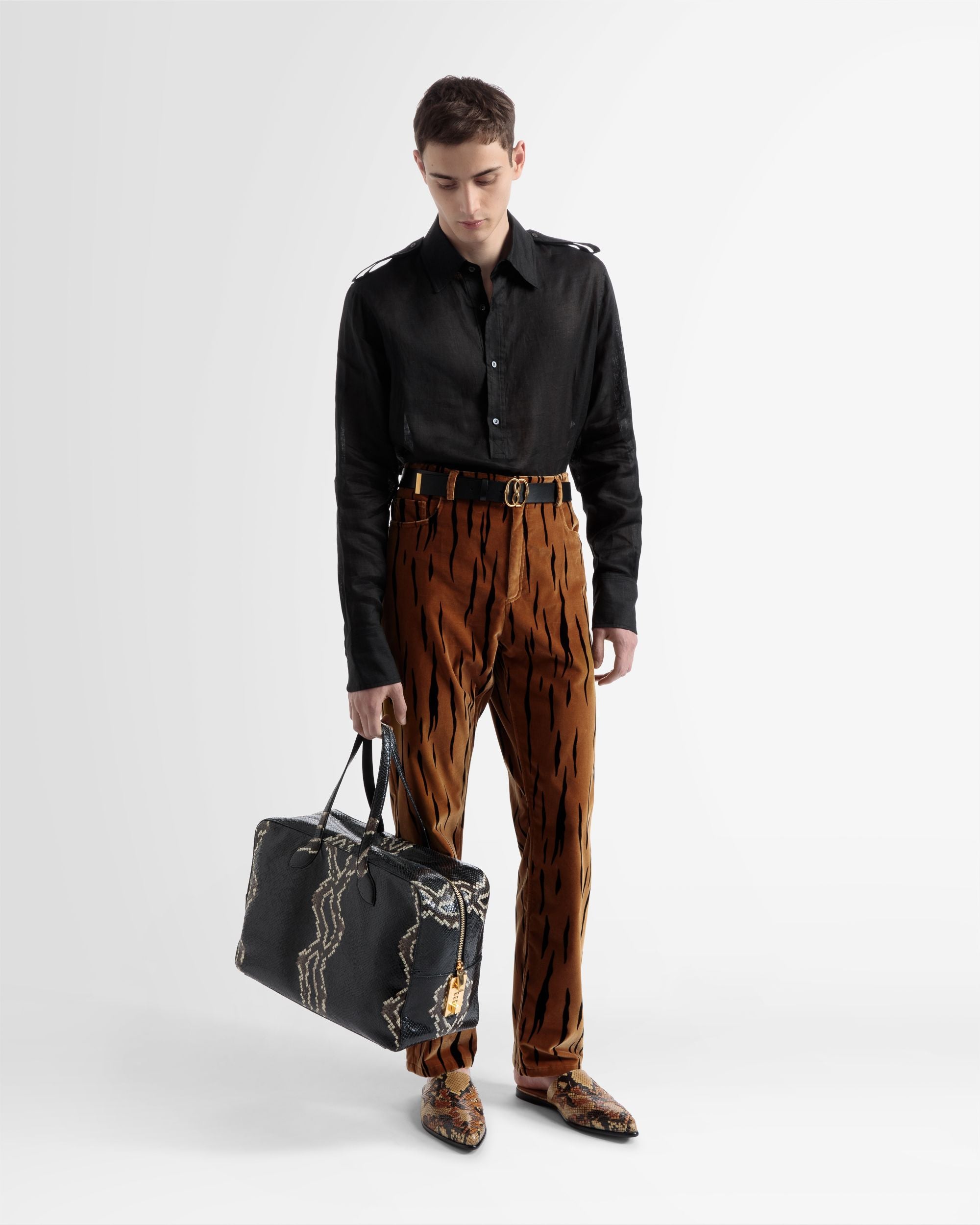 Sac De Week-end Lago Finition Imprimé Python - Homme - Bally - 02