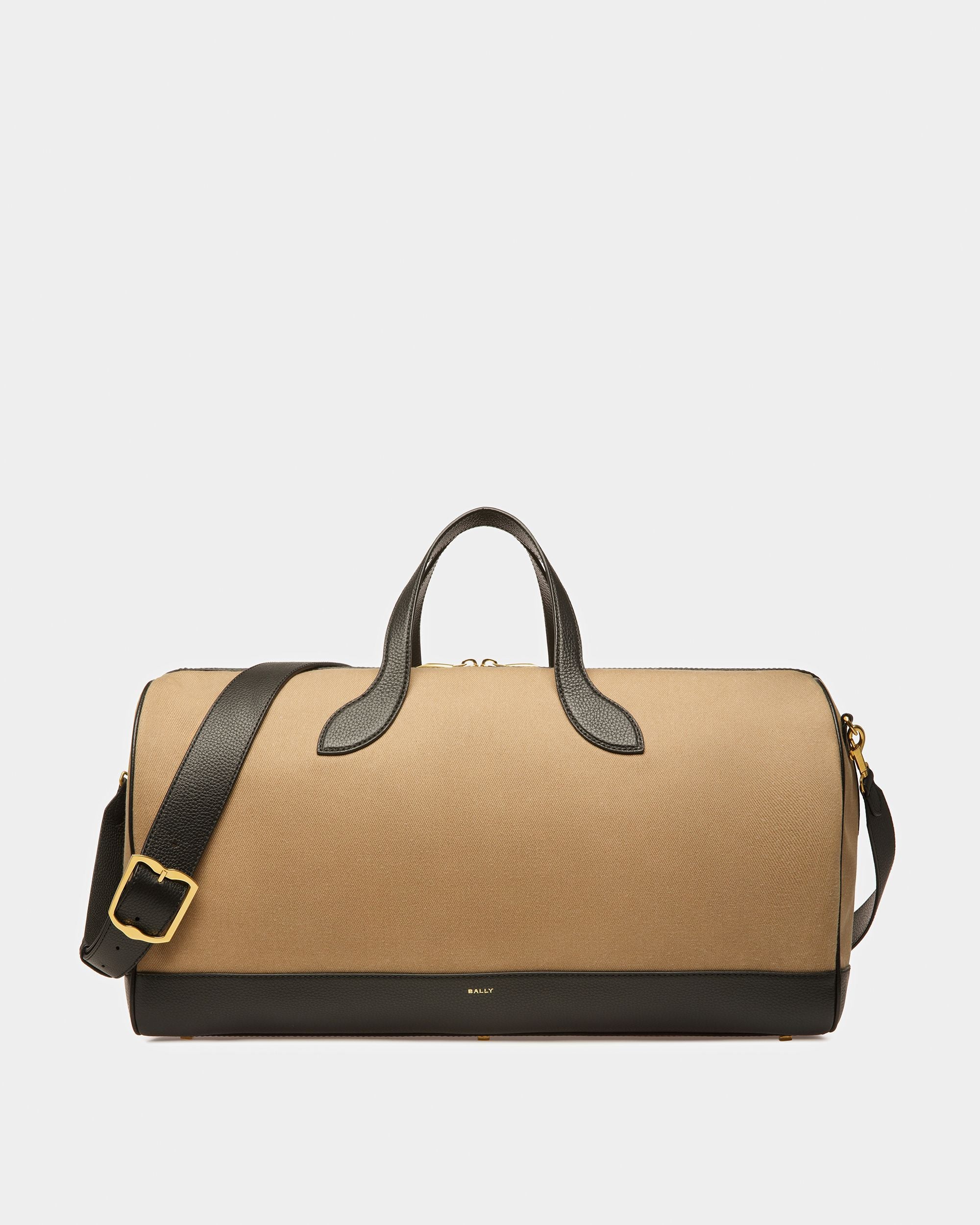 Borsa Weekender Bar In Pelle E Tessuto Color Sabbia E Nero - Uomo - Bally - 01