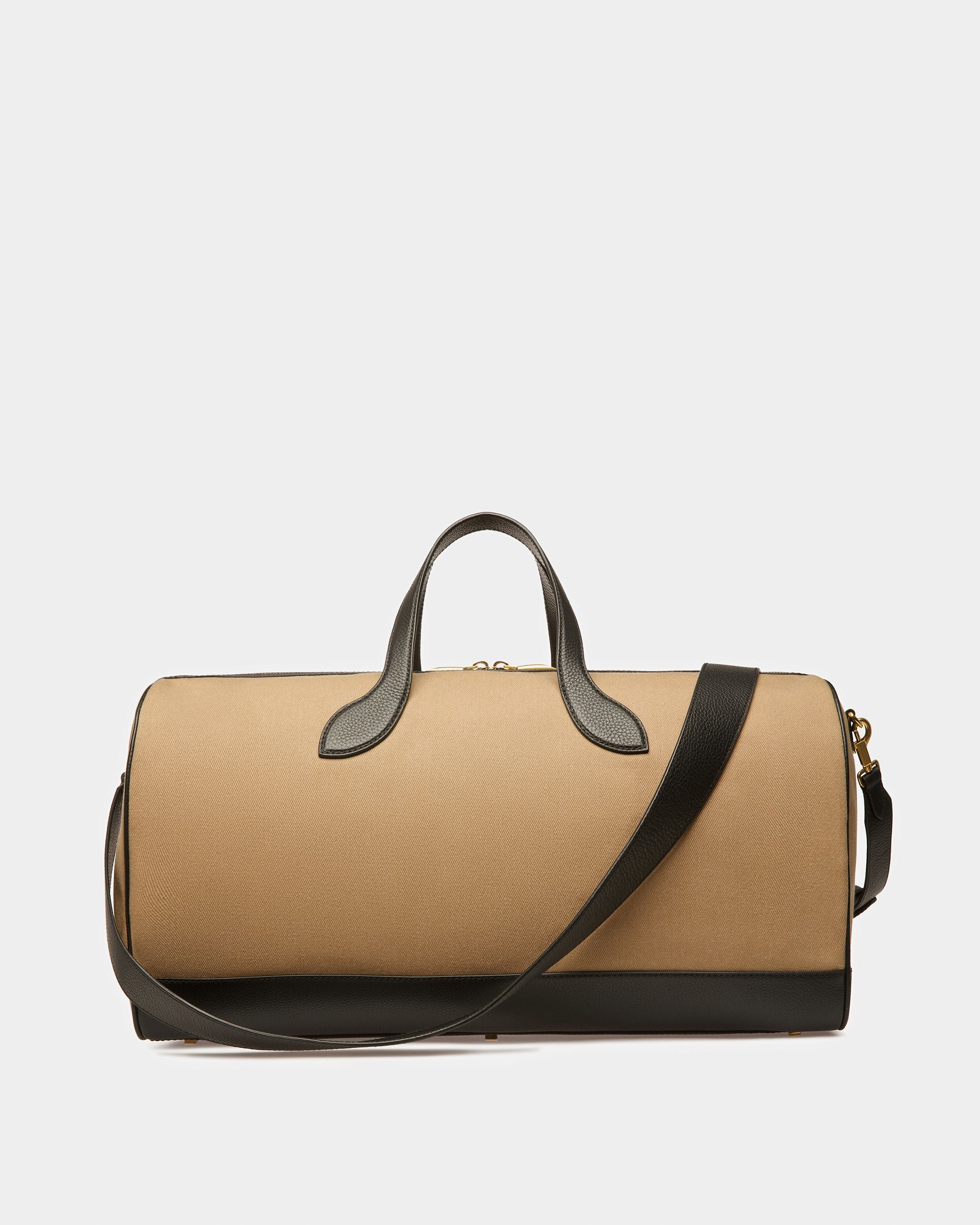Borsa Weekender Bar In Pelle E Tessuto Color Sabbia E Nero - Uomo - Bally - 03