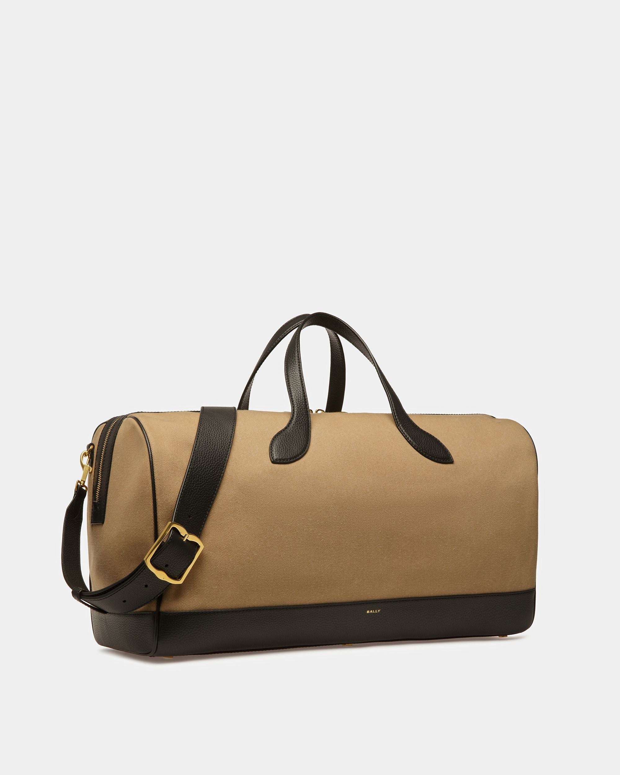 Borsa Weekender Bar In Pelle E Tessuto Color Sabbia E Nero - Uomo - Bally - 04