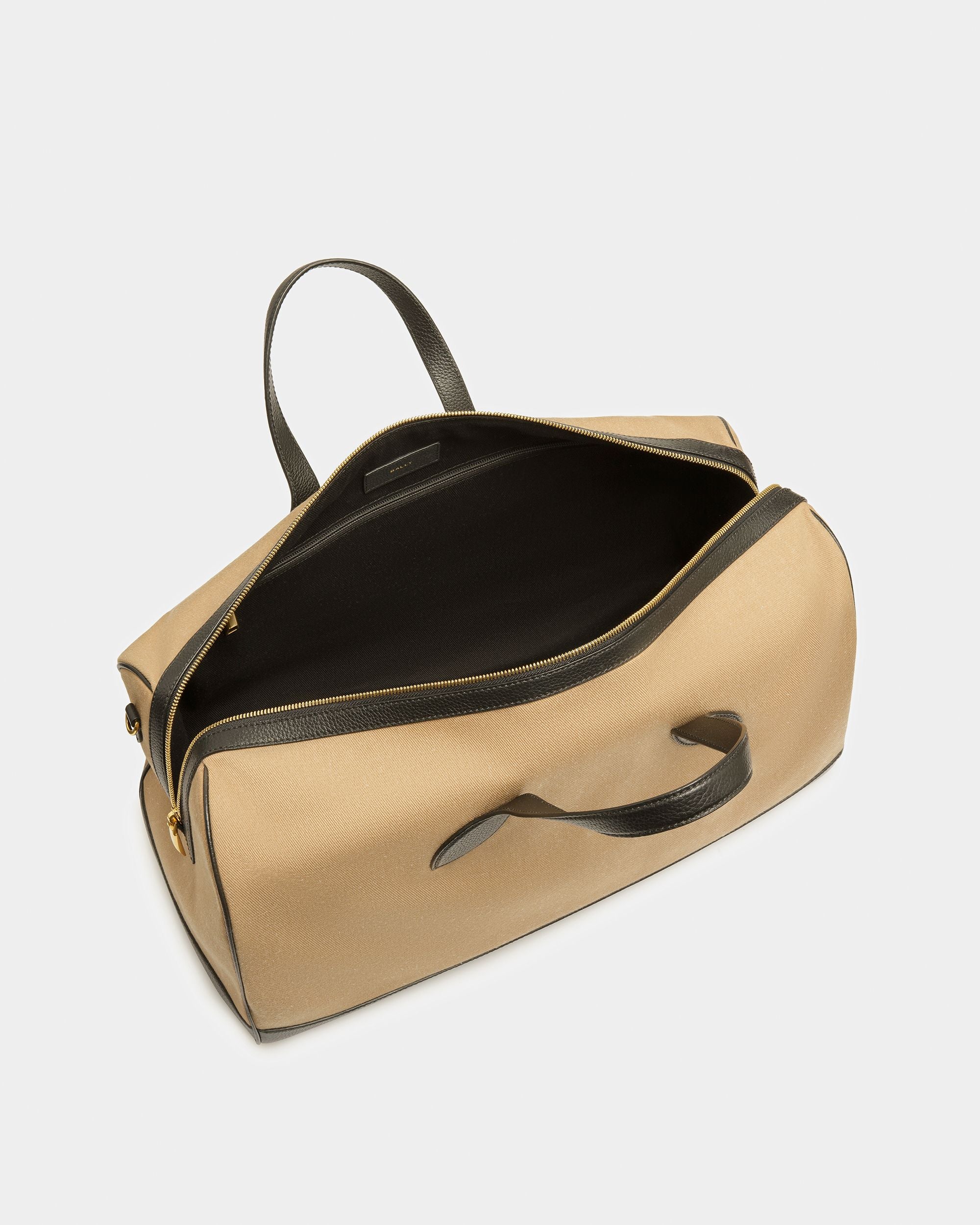 Borsa Weekender Bar In Pelle E Tessuto Color Sabbia E Nero - Uomo - Bally - 05
