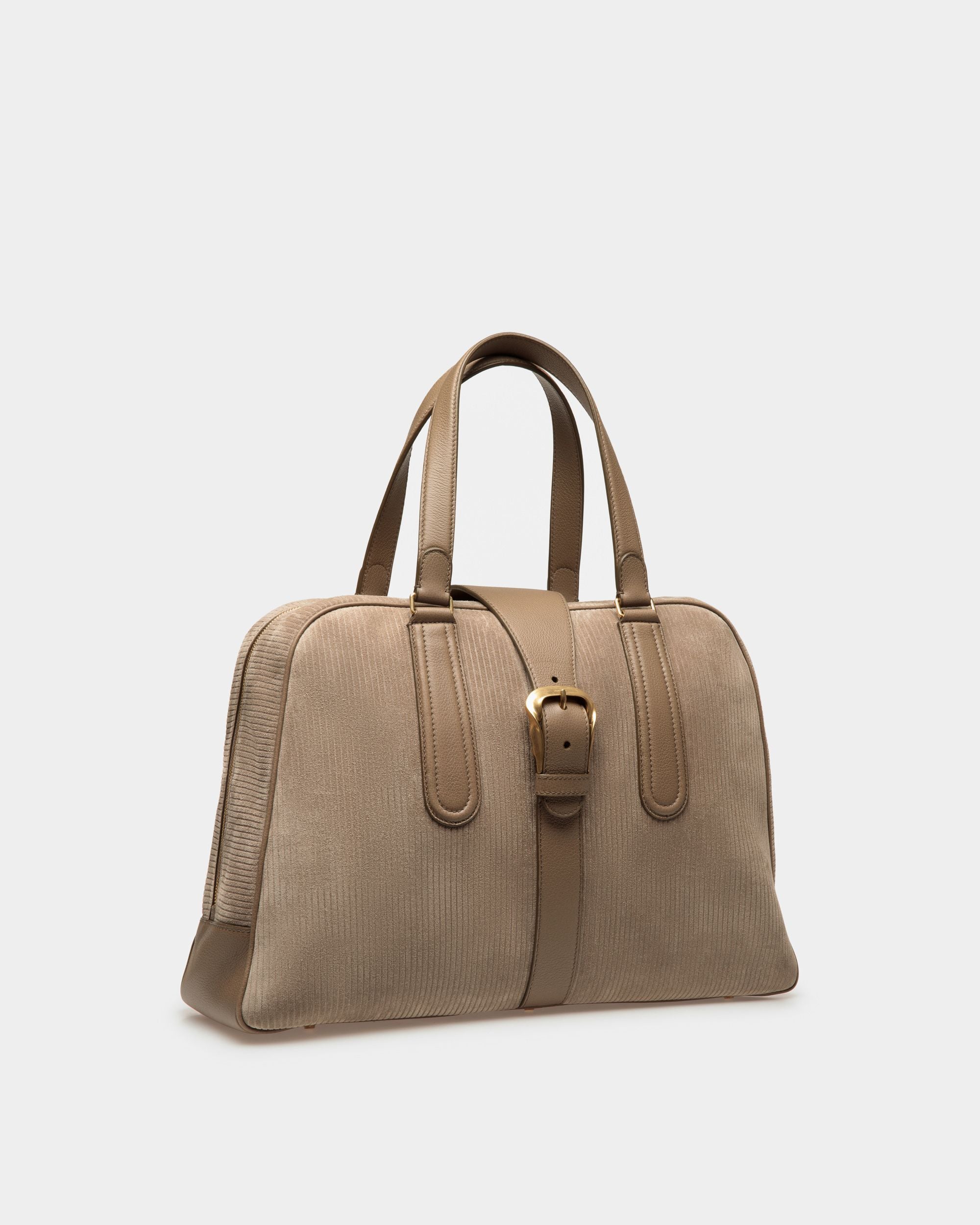 Bowling Bag In Sepia Corduroy Printed Leather - Men's - Bally - 04