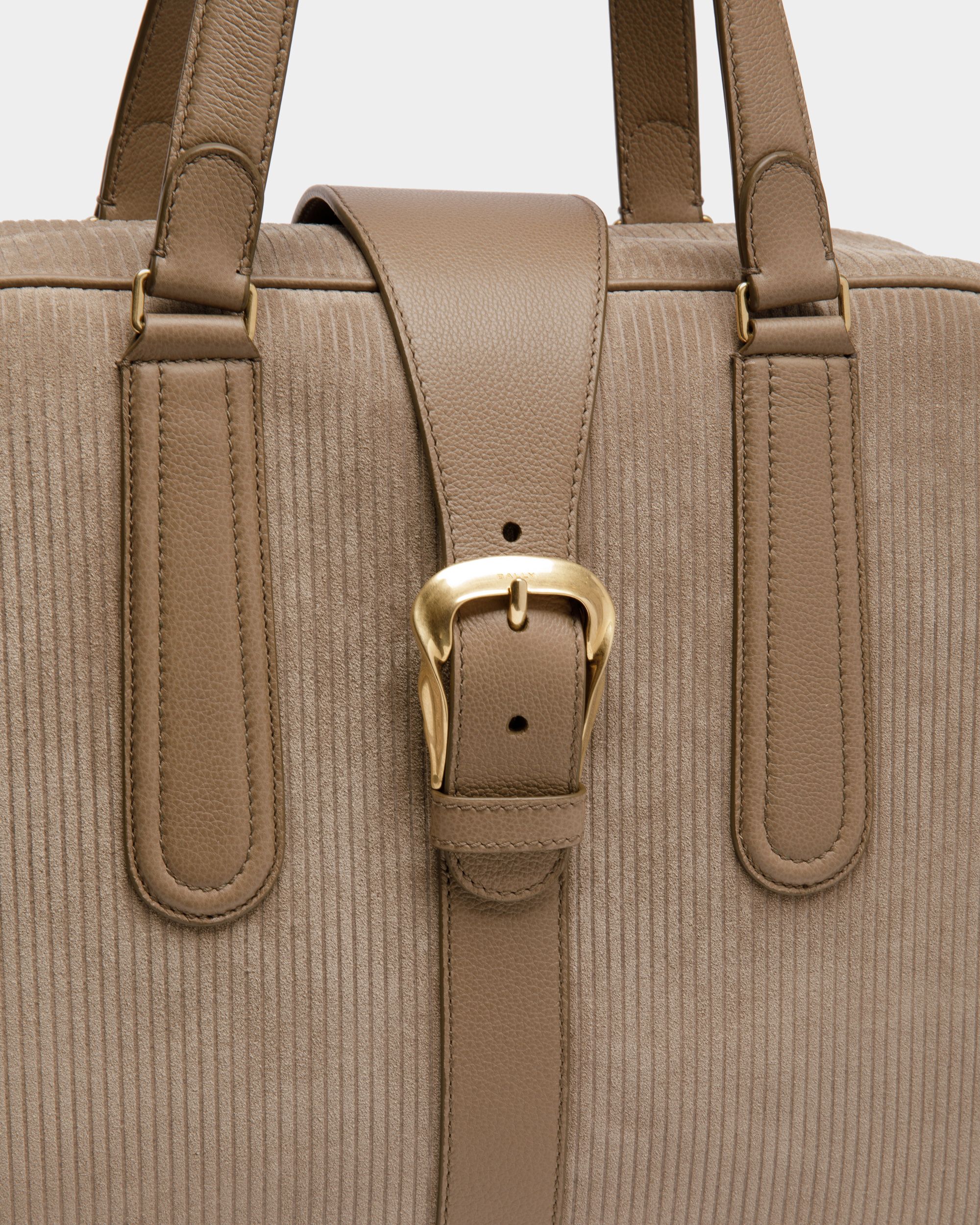Bowling Bag In Sepia Corduroy Printed Leather - Men's - Bally - 06