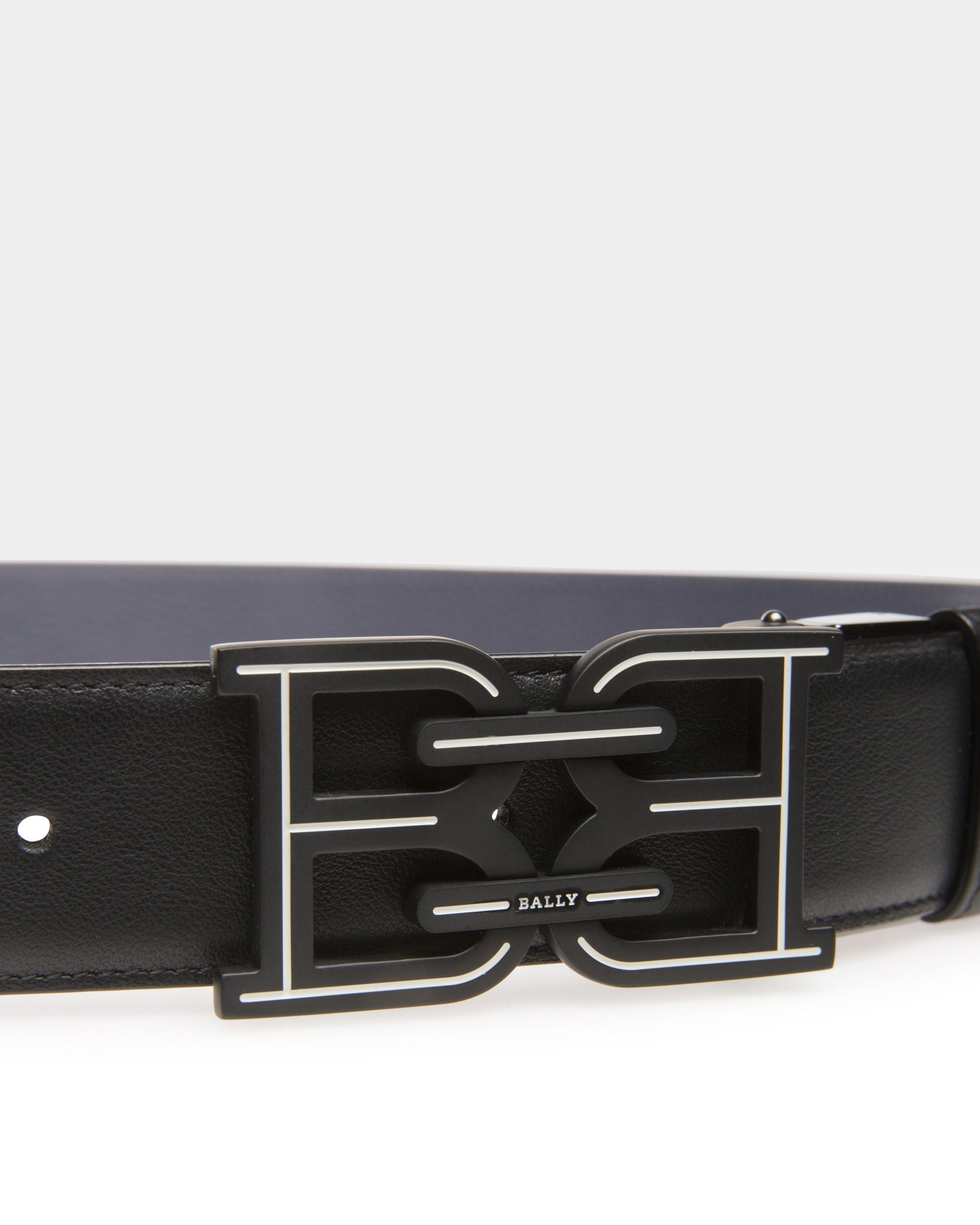 B Chain En Cuir Noir Et Bleu Nuit - Homme - Bally - 03