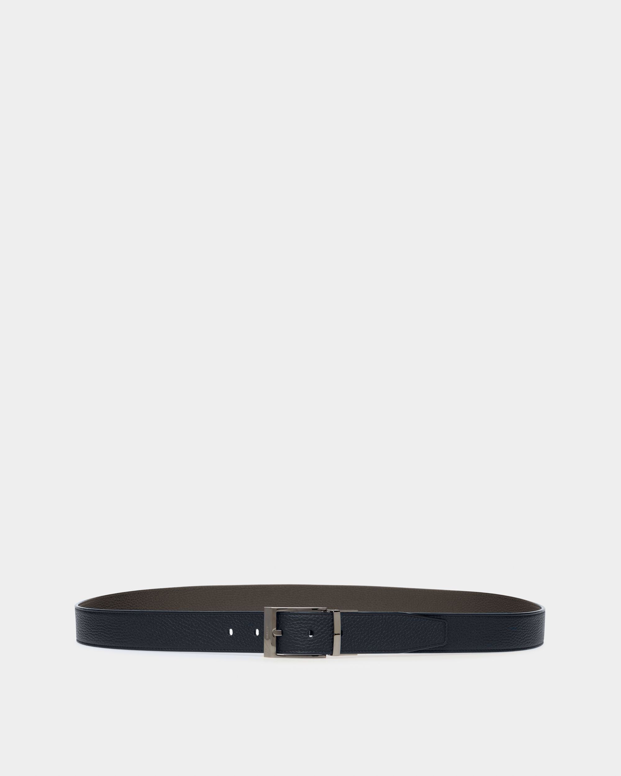 Shiff Ceinture De 35 mm En Cuir Bleu Marine Et Noir - Homme - Bally - 01