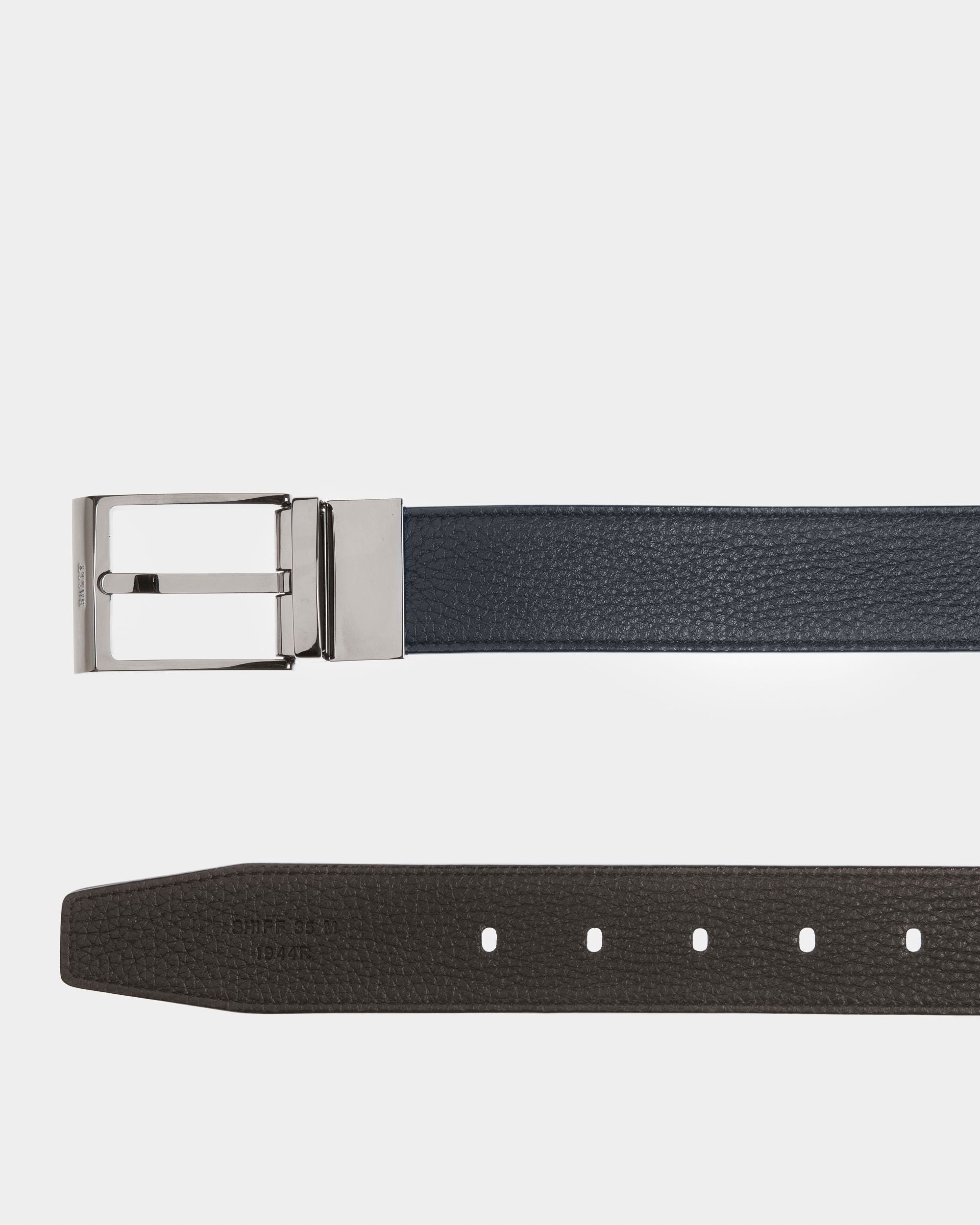 Shiff Ceinture De 35 mm En Cuir Bleu Marine Et Noir - Homme - Bally - 02