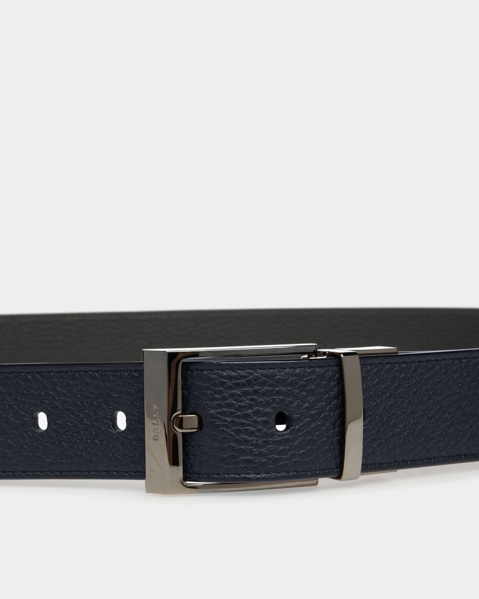 Shiff Ceinture De 35 mm En Cuir Bleu Marine Et Noir - Homme - Bally - 03