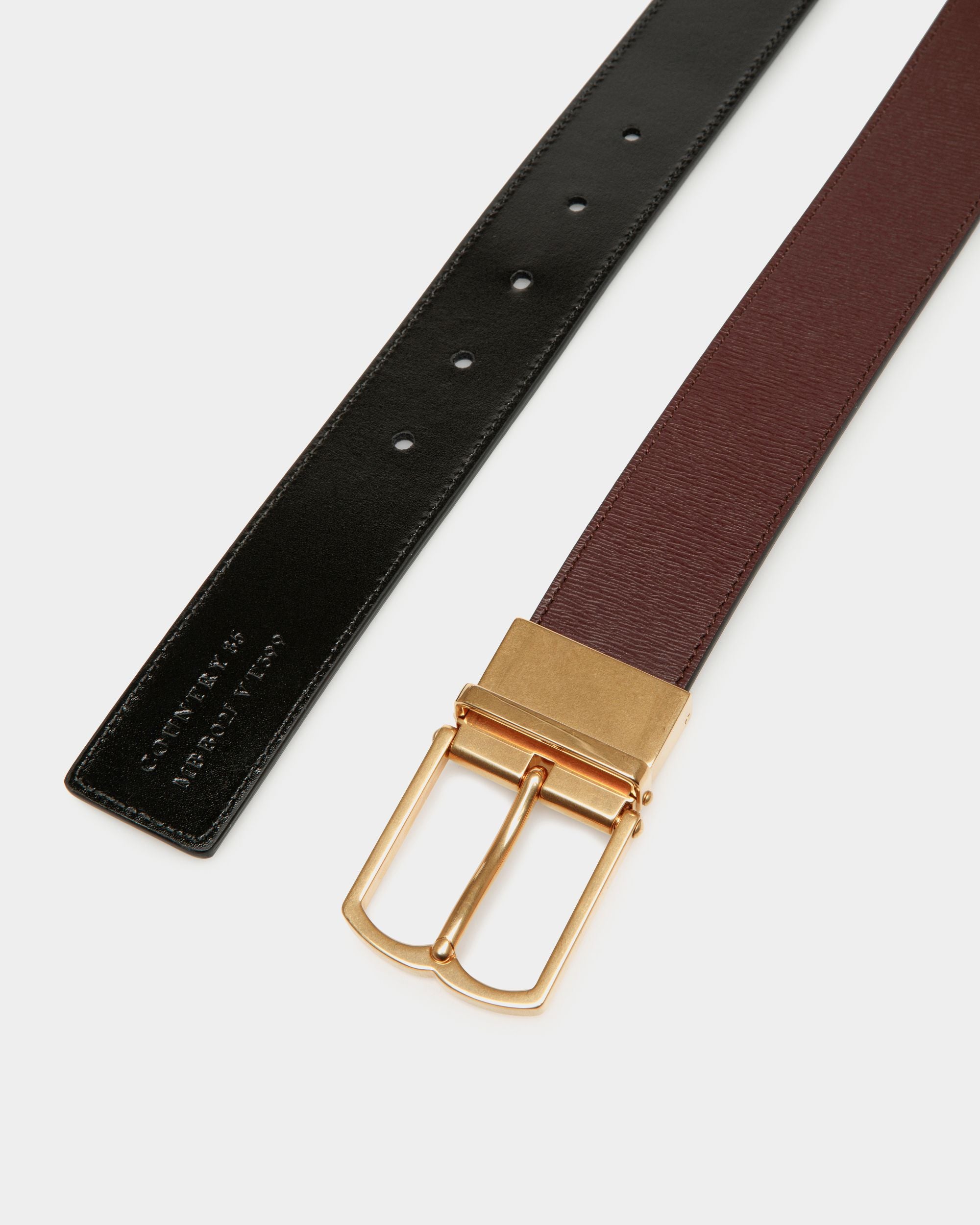 Country 35mm Reversible And Adjustable Belt in Burgundy And Black Leather - Men's - Bally - 02
