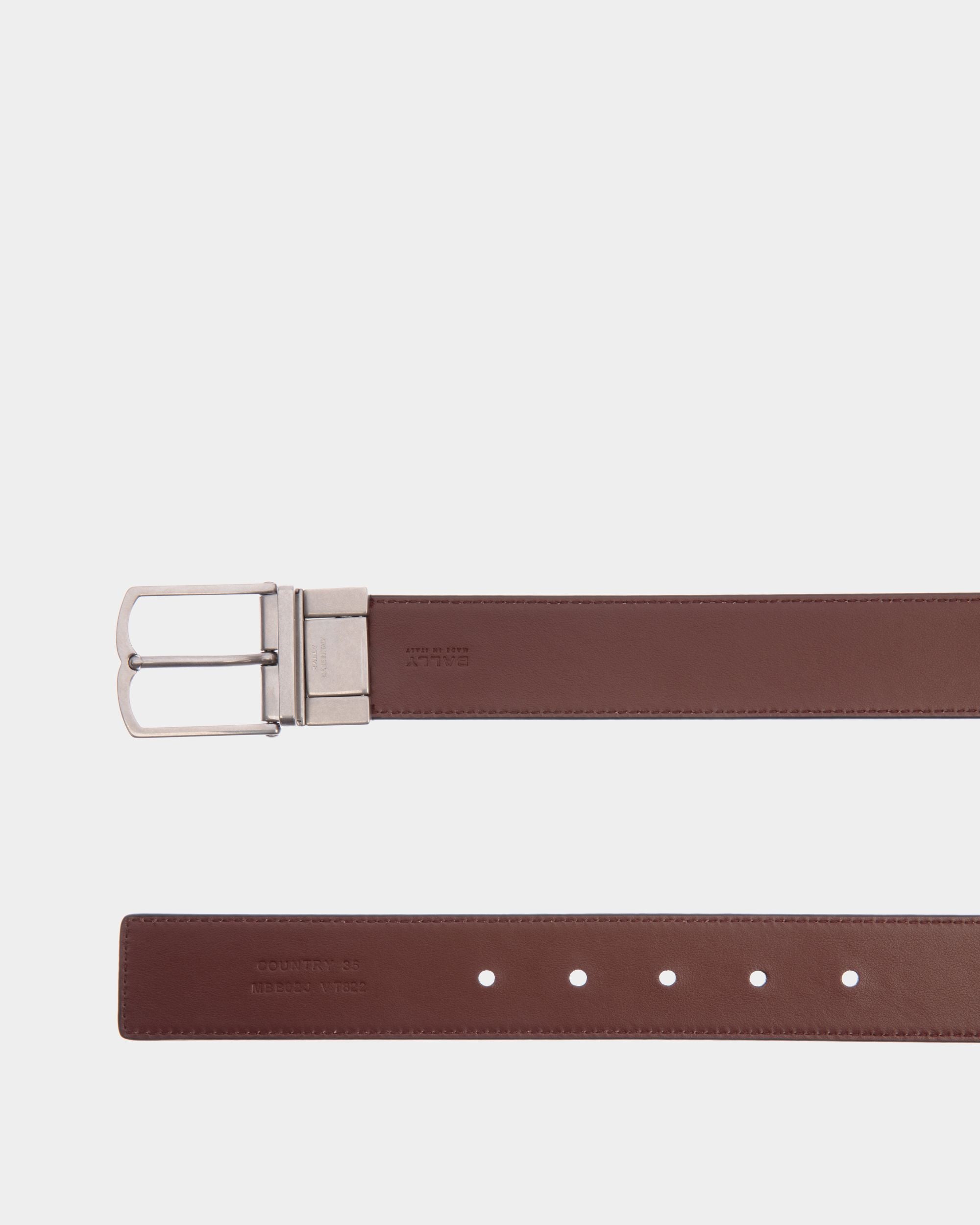 Country 35mm Reversible And Adjustable Belt In Ebano And Brown Leather - Men's - Bally - 02