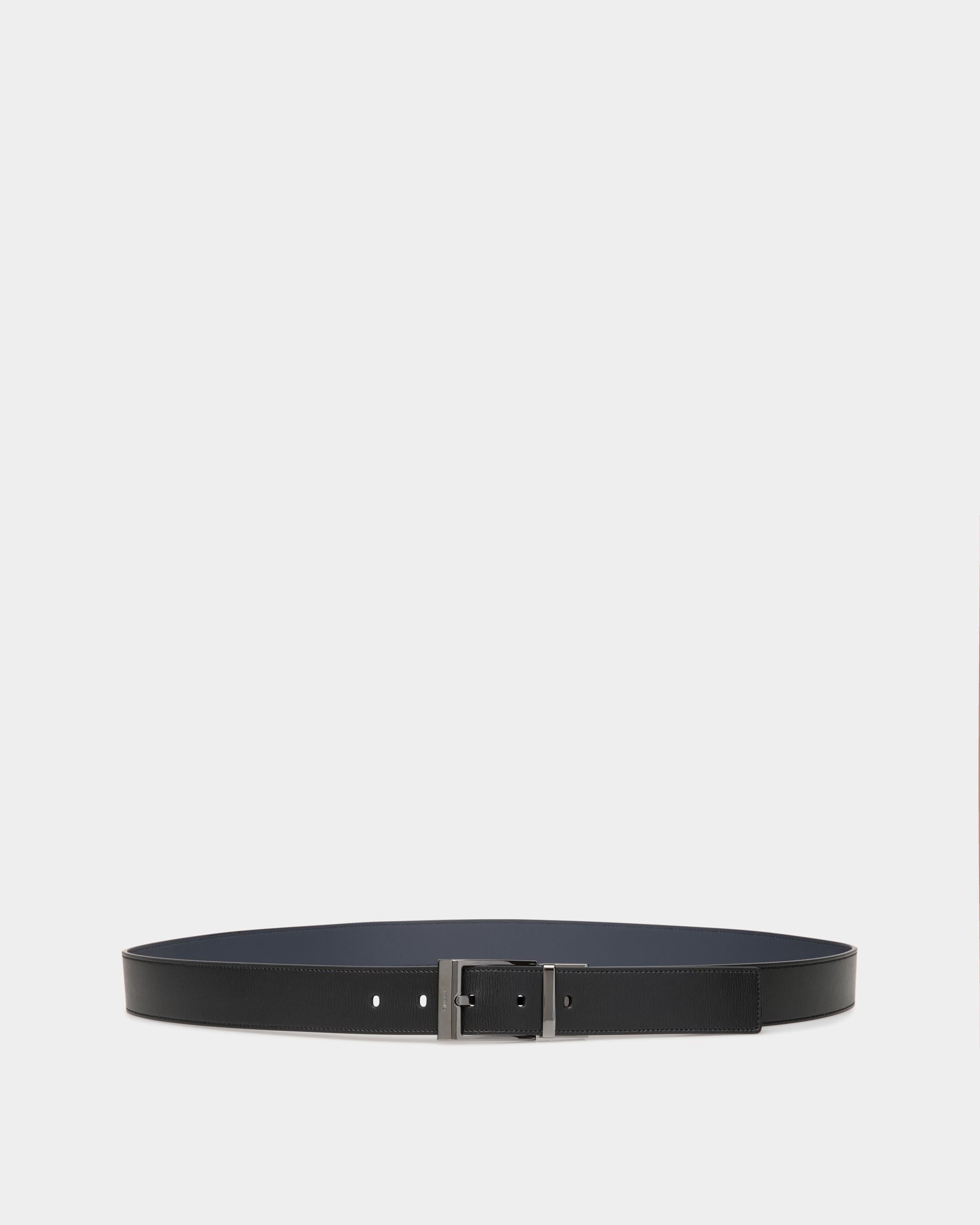 Cintura Regolabile E Reversibile Shiffie 35 mm In Pelle Nera E Navy Blue - Uomo - Bally - 01