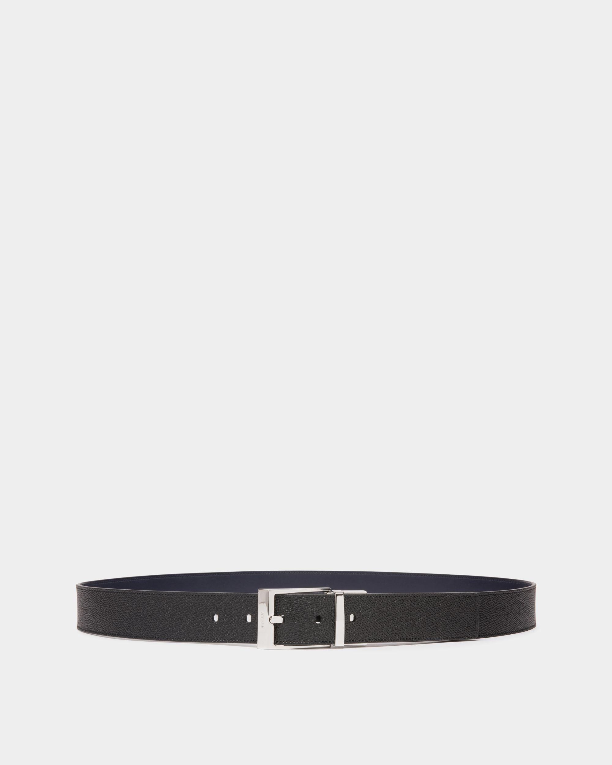 Cintura Regolabile E Reversibile Shiffie 35 mm In Pelle Nera E Navy Blue - Uomo - Bally - 01