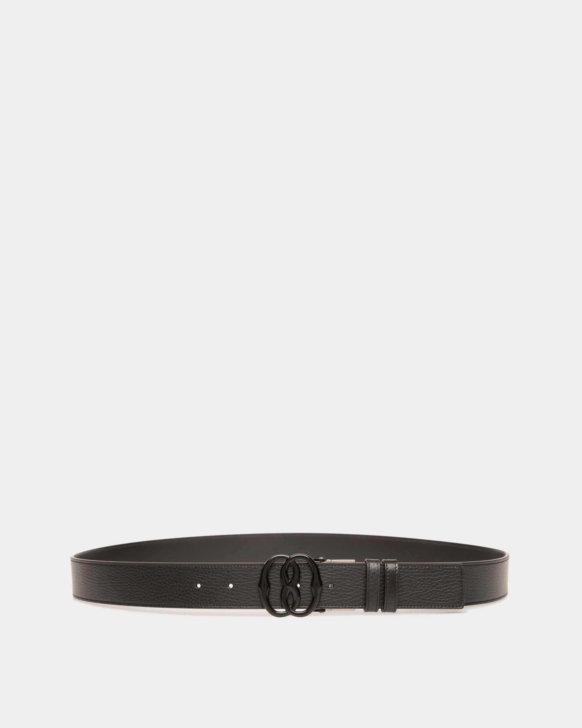 Emblem 35mm Reversible And Adjustable Belt in Black Leather - Men's - Bally - 01