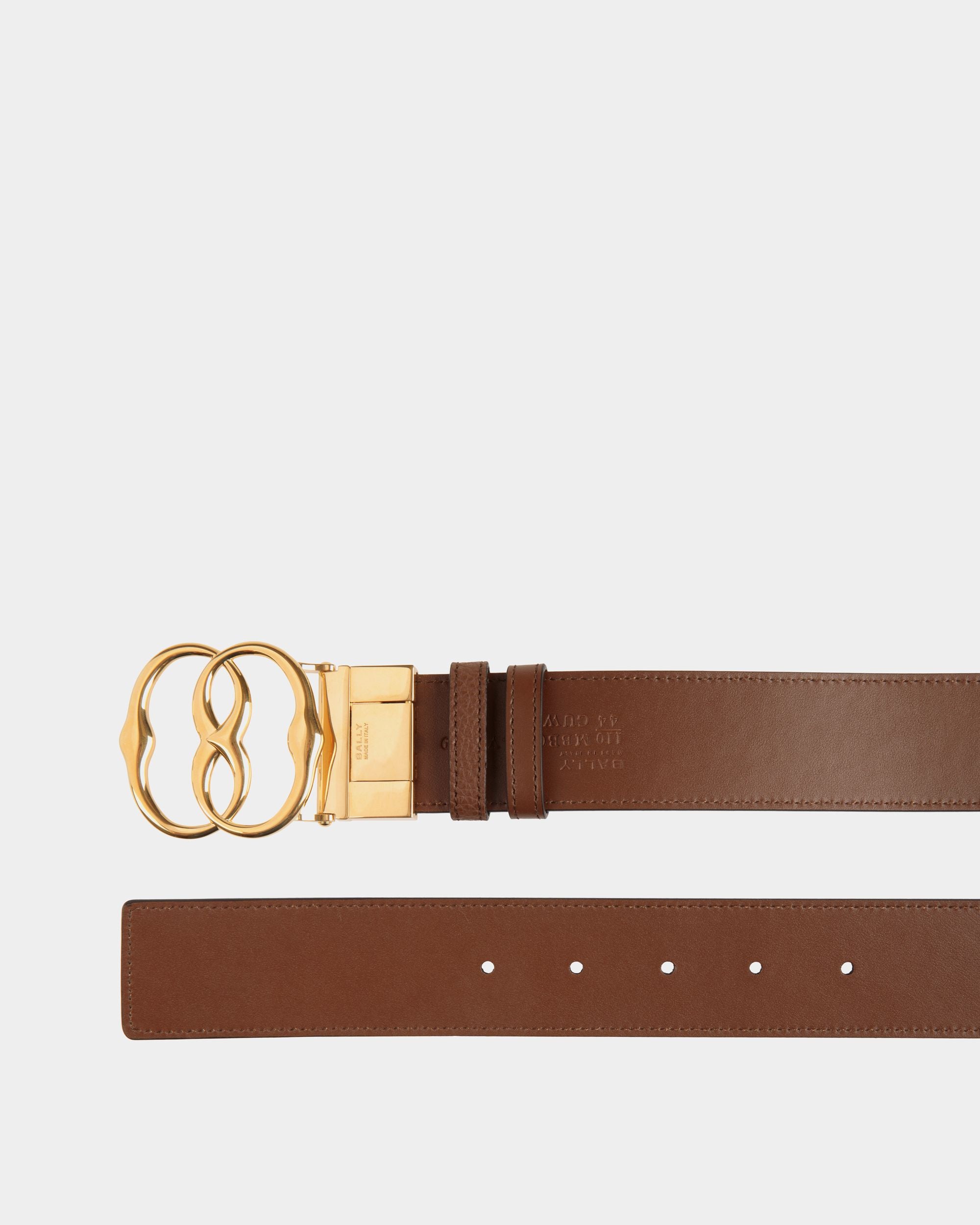 Emblem 40mm Adjustable and Reversible Belt in Brown Leather - Men's - Bally - 02
