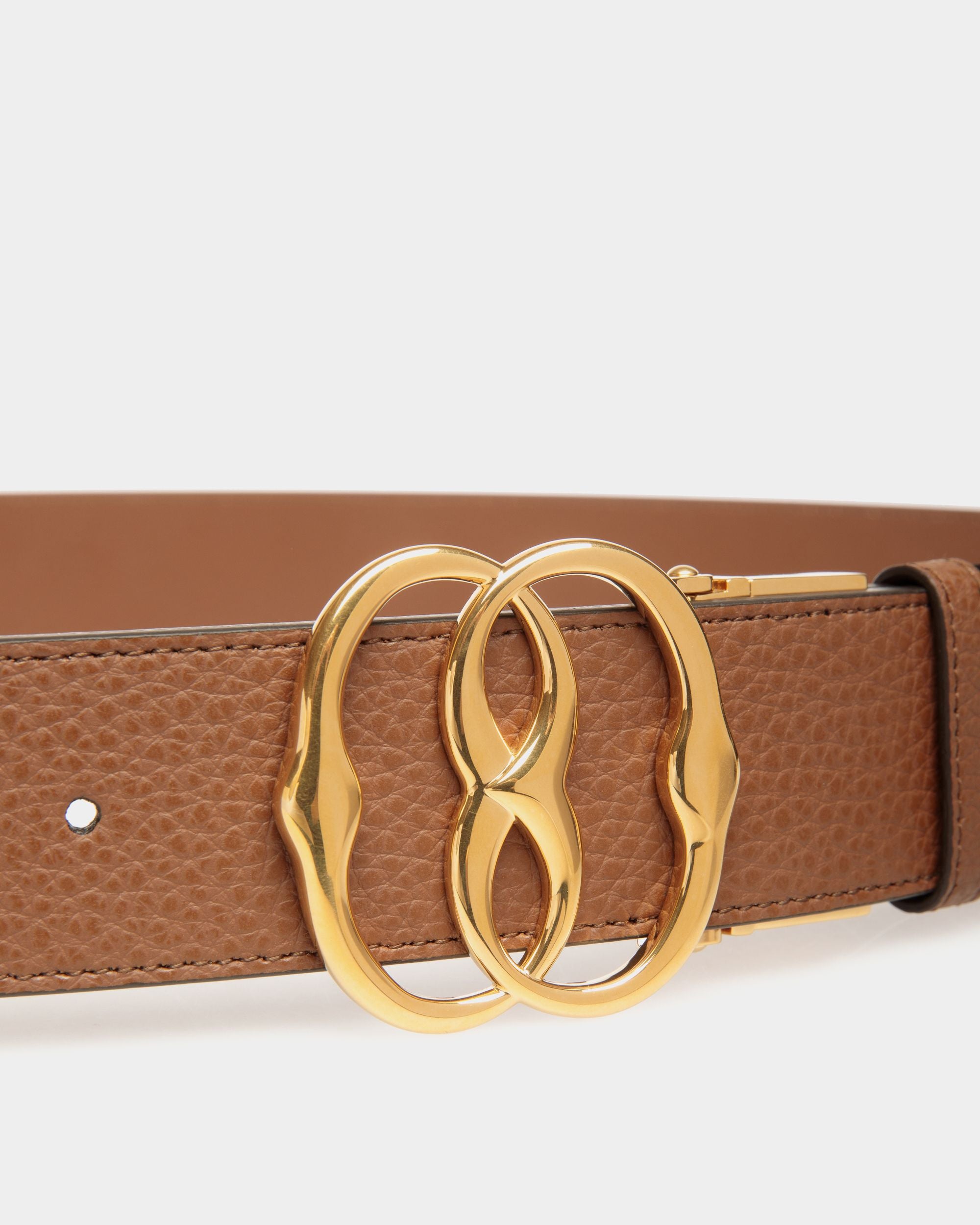 Emblem 40mm Adjustable and Reversible Belt in Brown Leather - Men's - Bally - 03