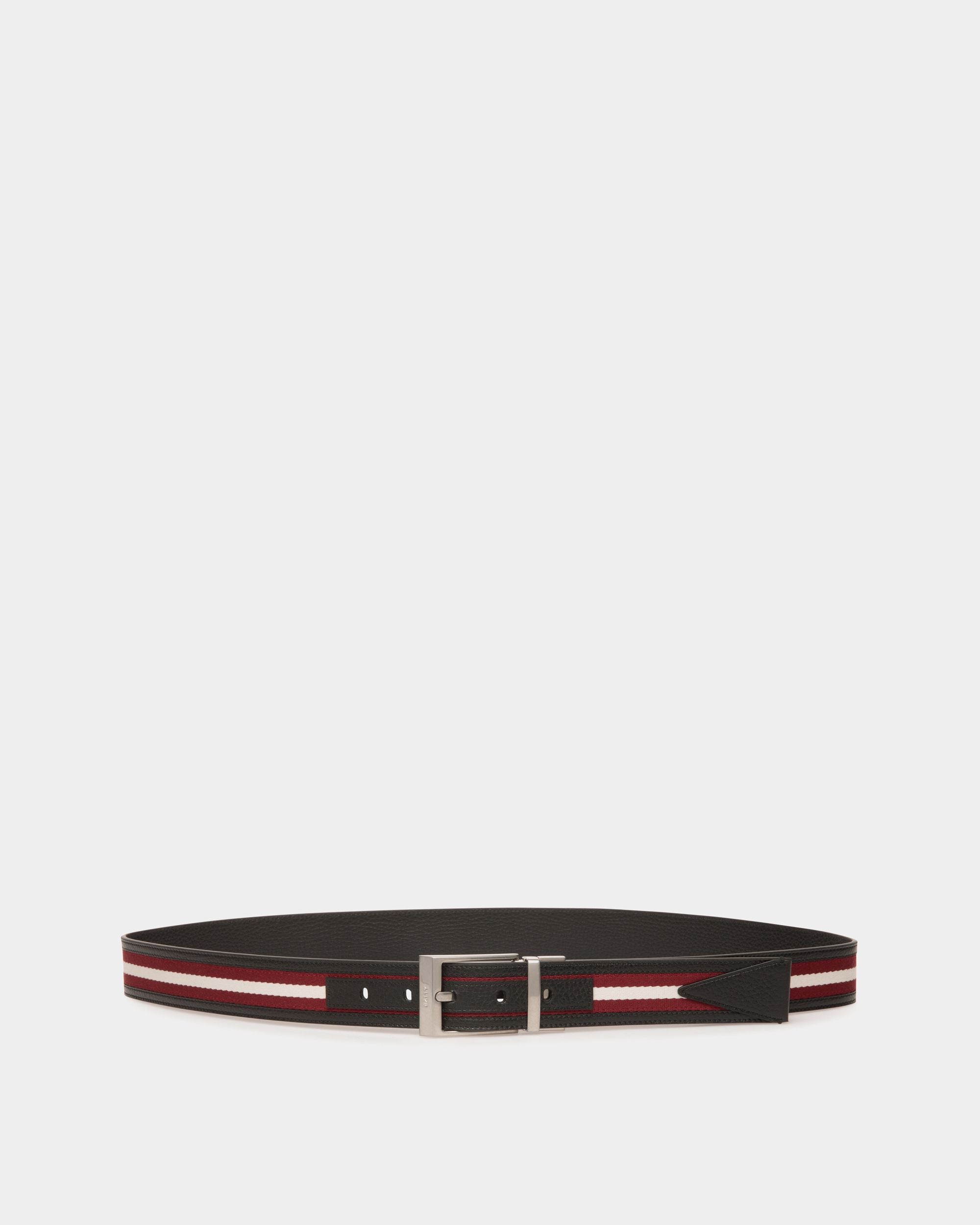 Shiffie 35mm Reversible Belt In Red, White and Black Fabric And Leather - Men's - Bally - 01