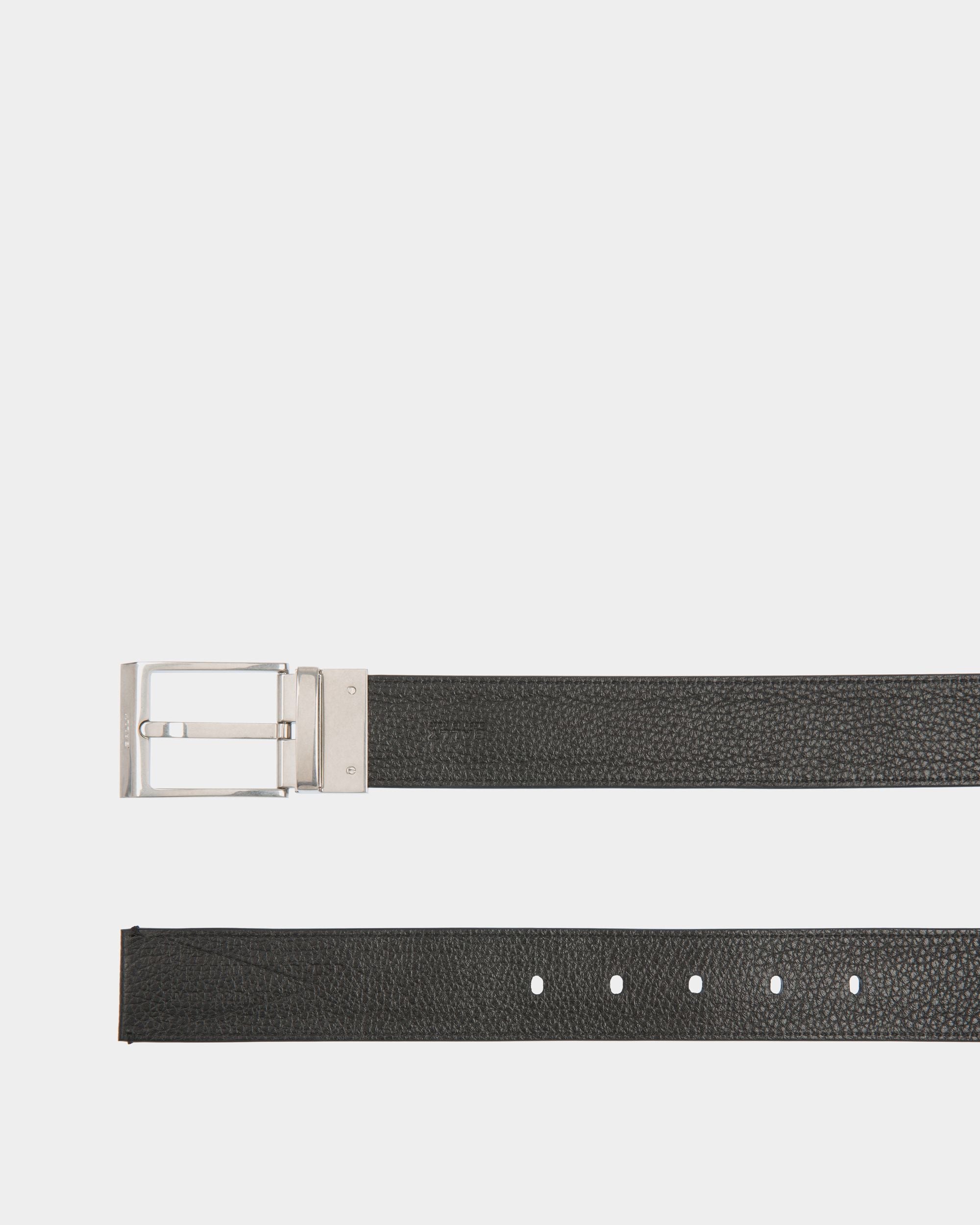 Ceinture Shiffie 35 mm Réversible En Cuir Et Tissu Bottle Green Et Blanc - Homme - Bally - 03