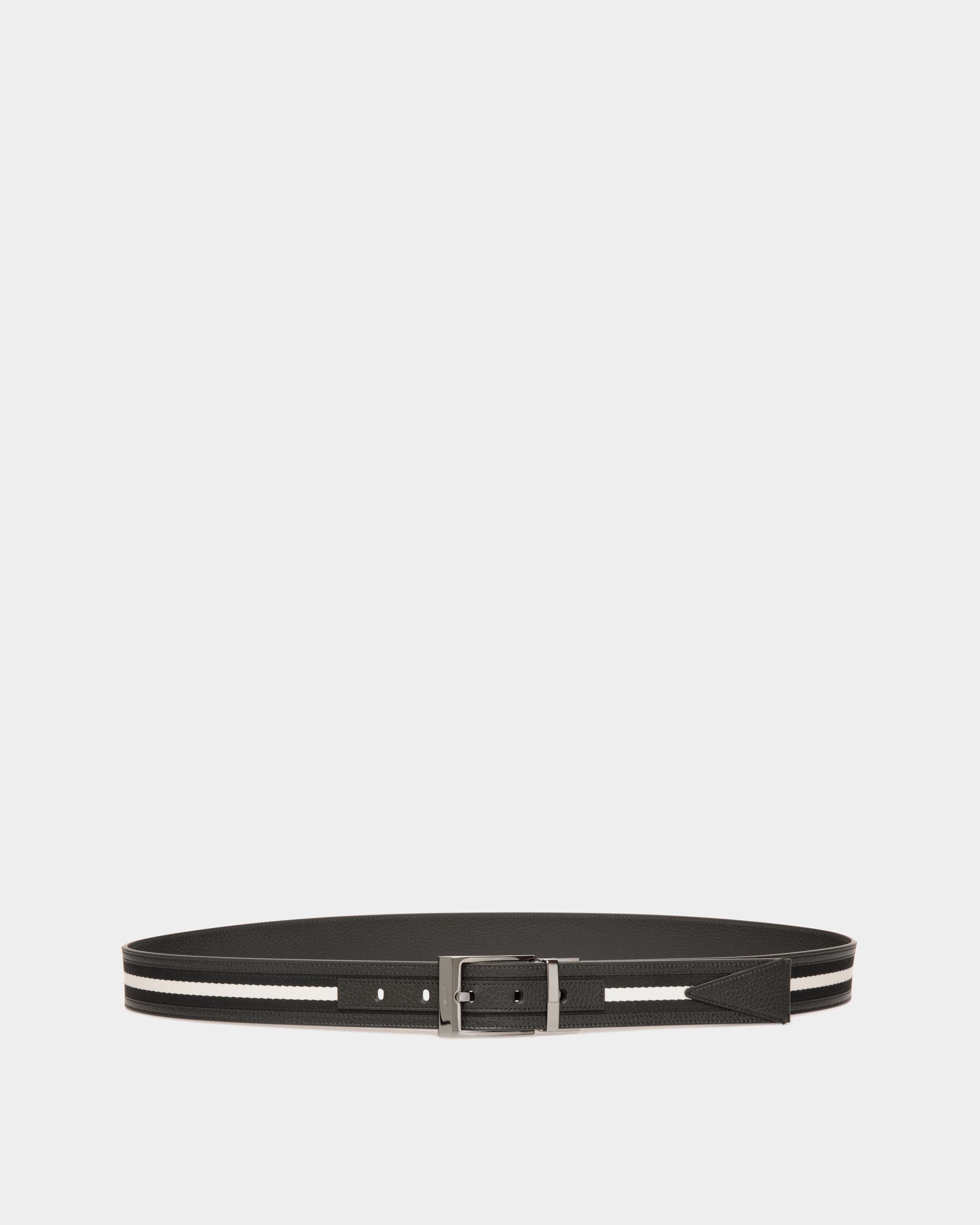 Cintura Shiffie 35 mm Reversibile In Pelle E Tessuto Bianco E Nero - Uomo - Bally - 01