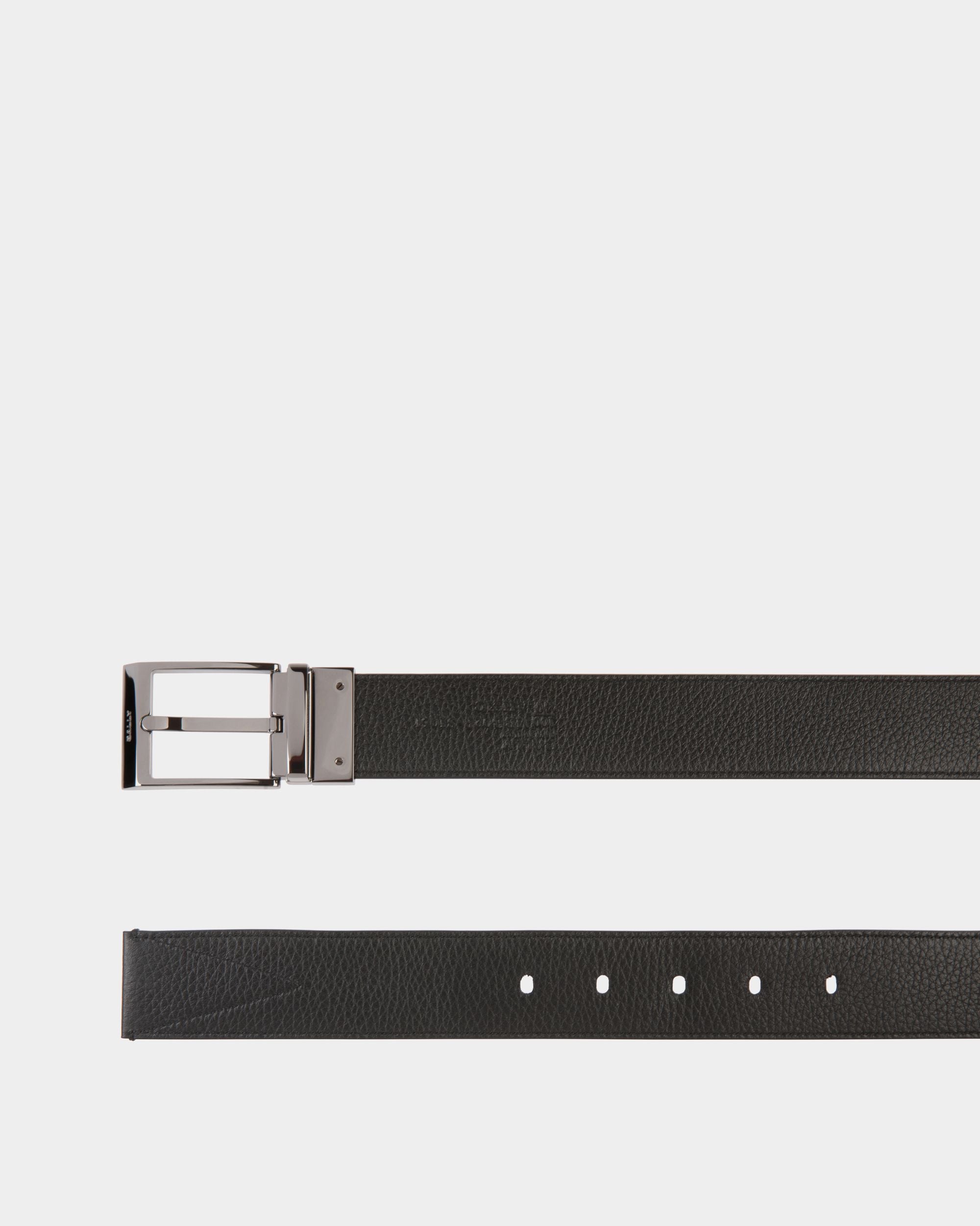 Cintura Shiffie 35 mm Reversibile In Pelle E Tessuto Bianco E Nero - Uomo - Bally - 02