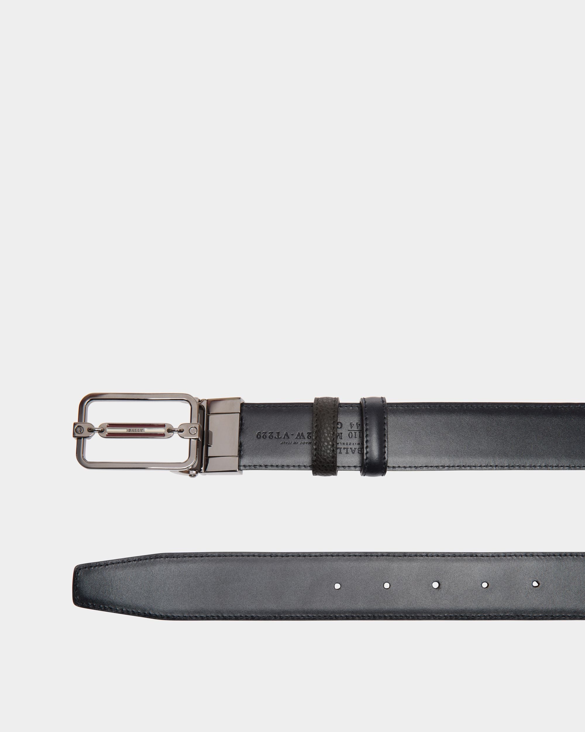 Adjustable-Reversible Belt In Black Bovine Split - Homme - Bally - 02
