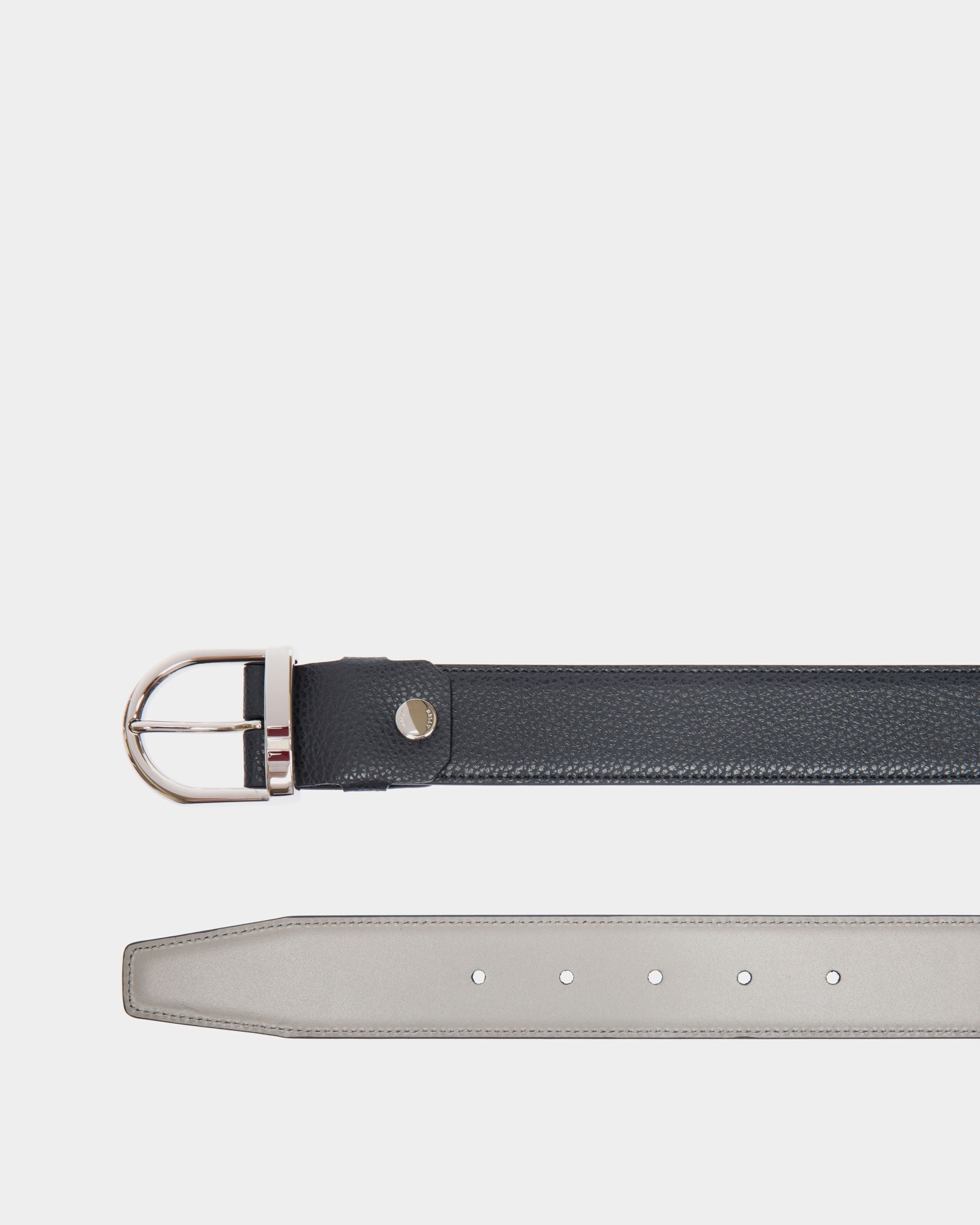 Adjustable Reversible Belt In Blue Leather - Men's - Bally - 02