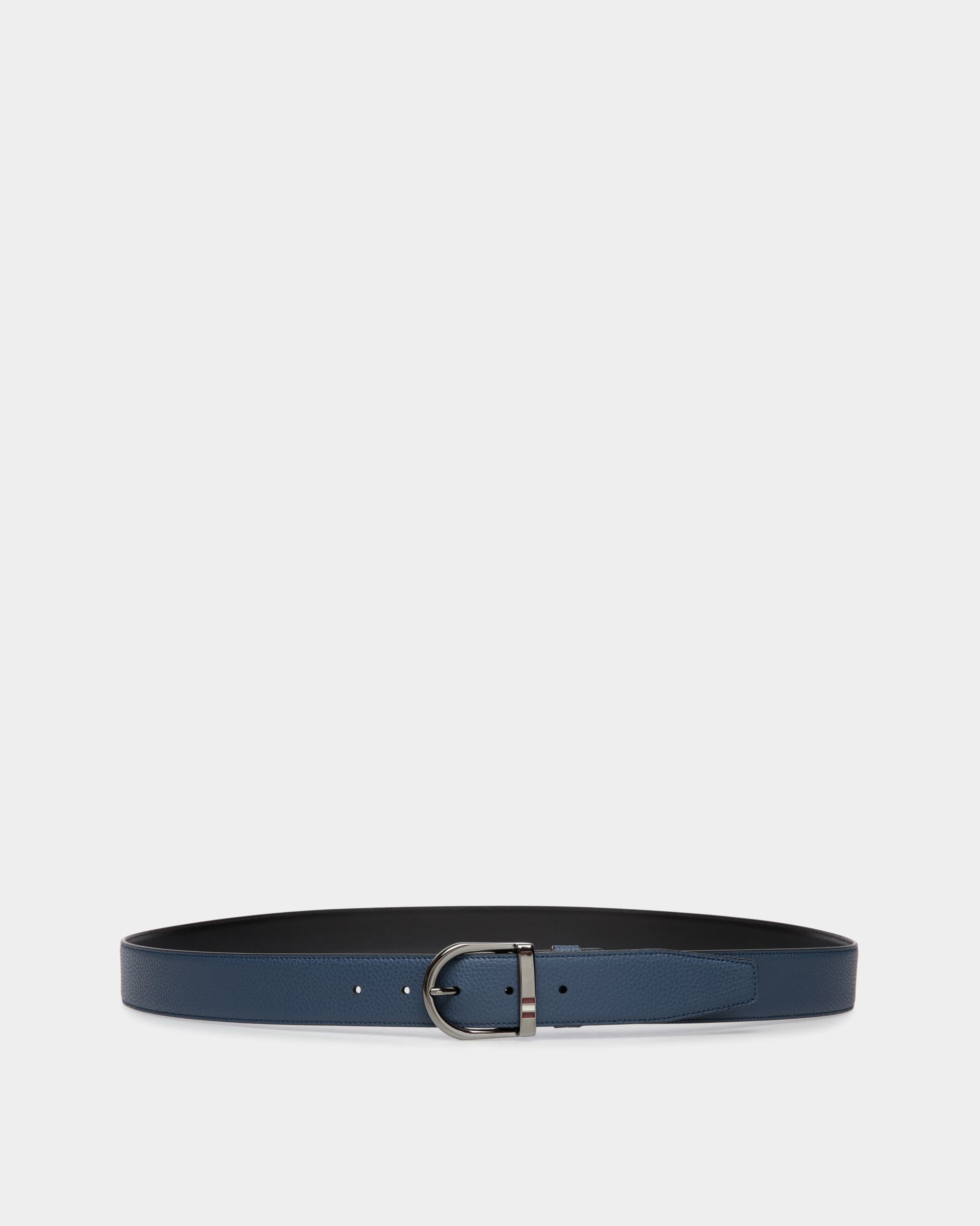 Reversible And Adjustable Belt in Blue Leather - Men's - Bally - 01