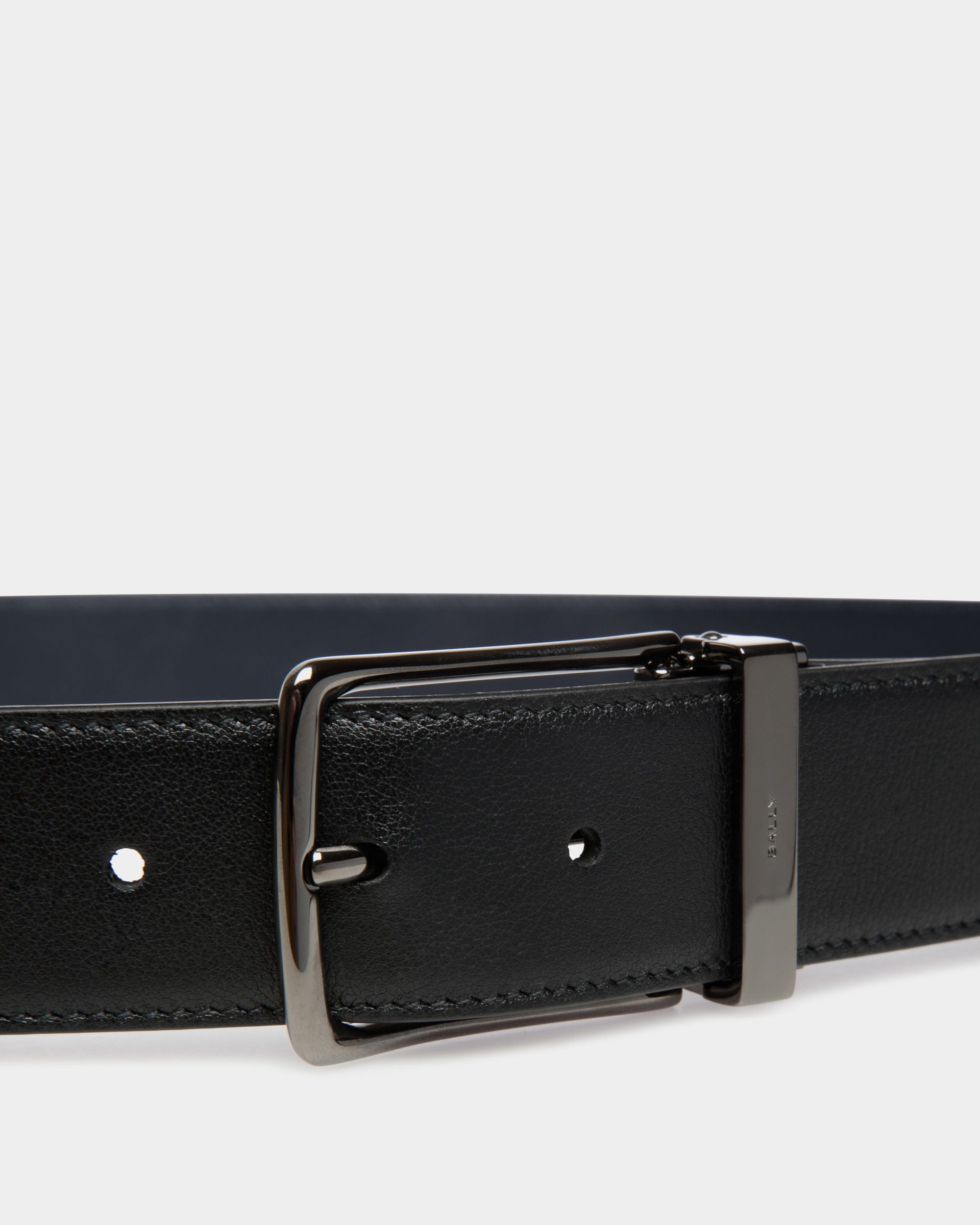 Ketter 35 mm Verstellbarer Wendegürtel Aus Leder In Schwarz Und Navy Blue - Uomo - Bally - 03