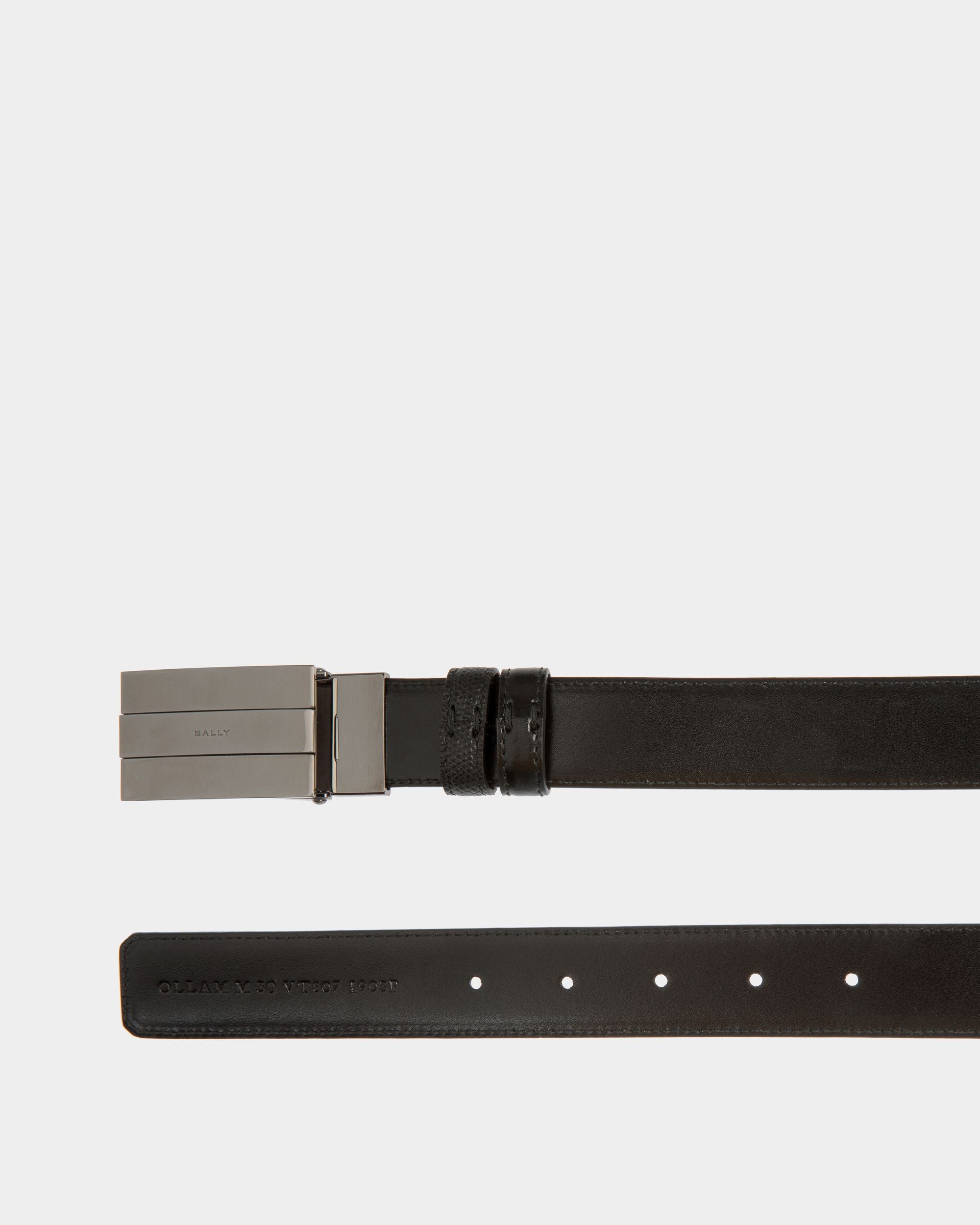 Ollam 30mm Reversible And Adjustable Belt in Black Leather - Men's - Bally - 03