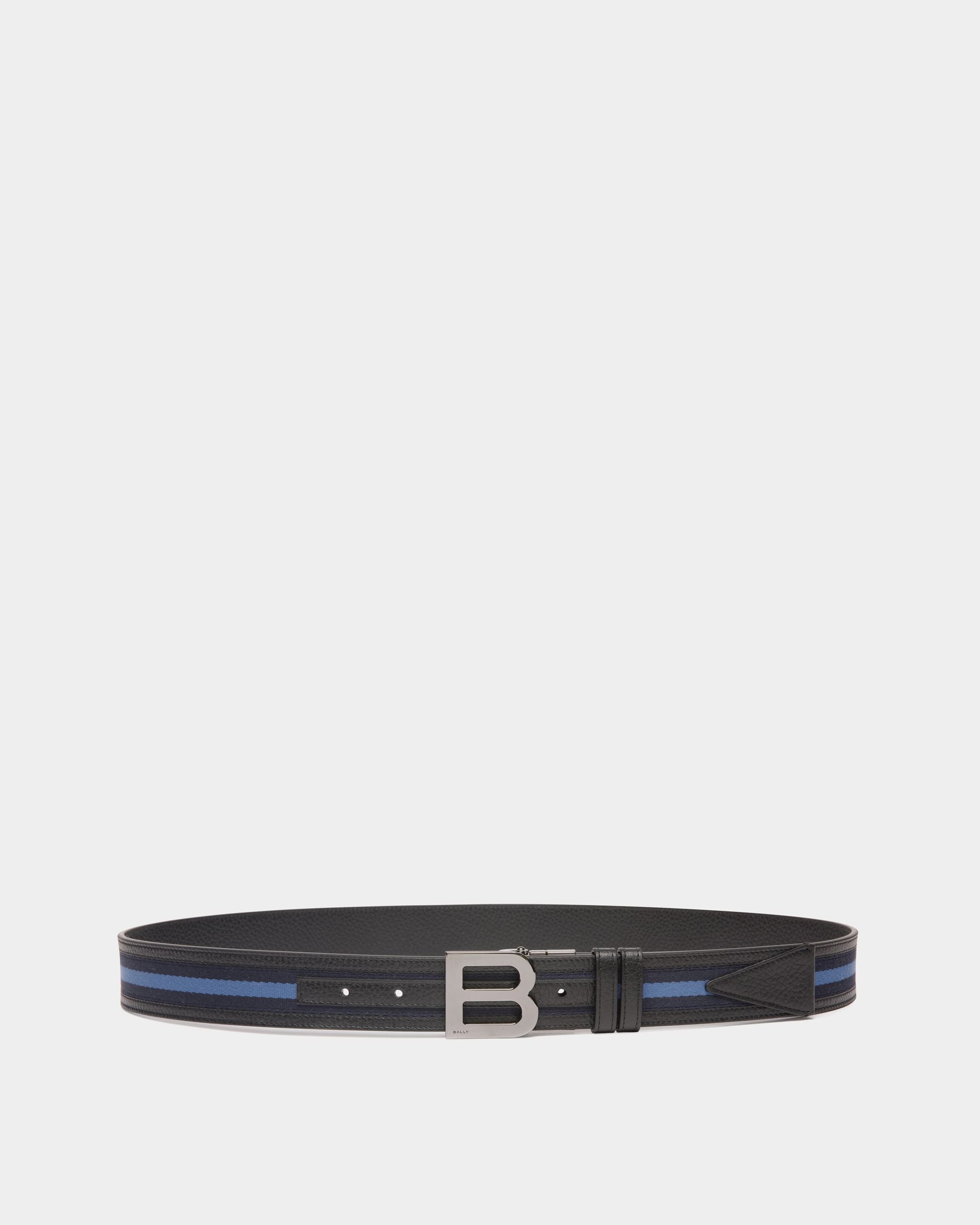 35mm Wendegürtel B Logo Aus Stoff Und Leder In Navy Blue Und Light Blue - Homme - Bally - 01