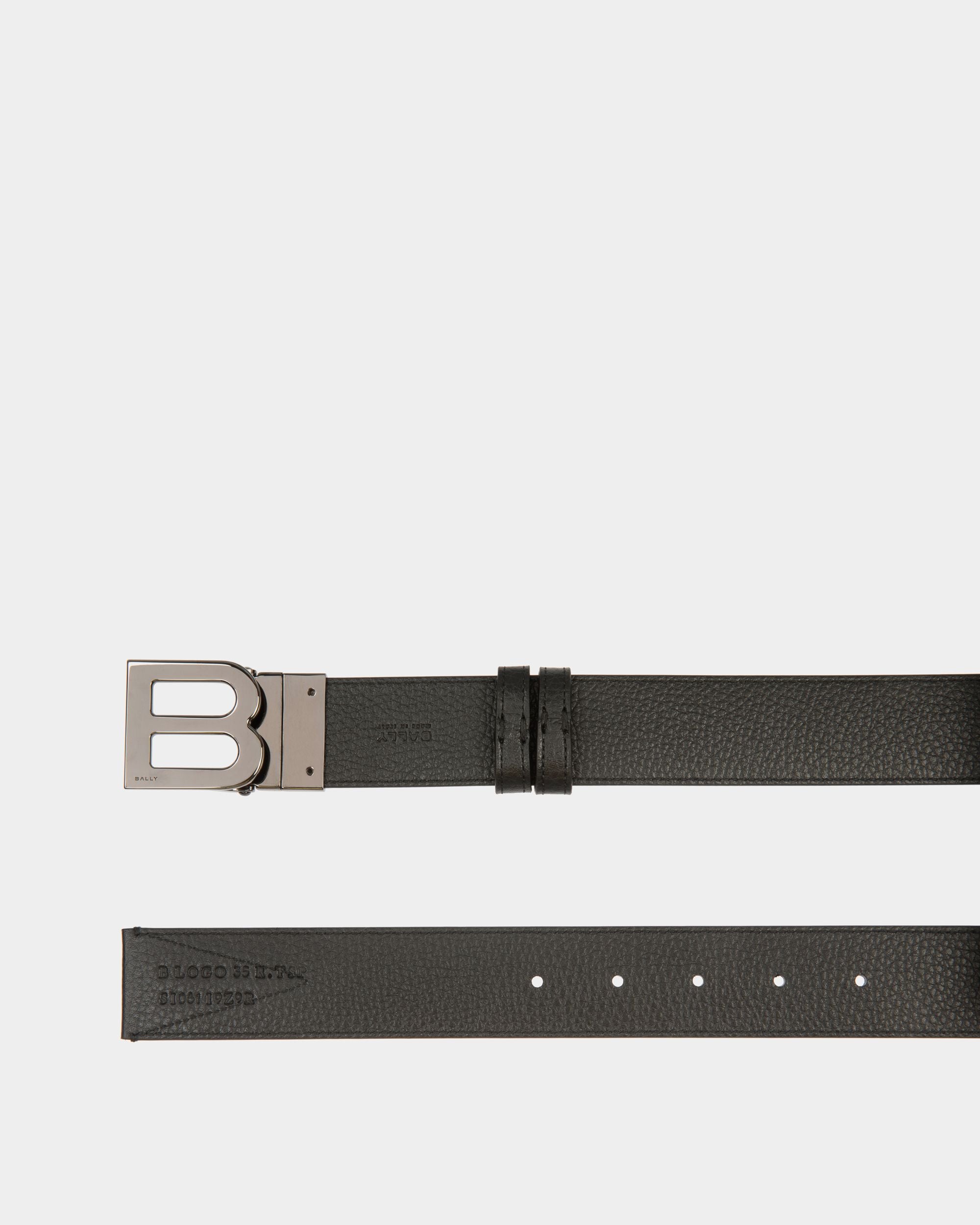 35mm Wendegürtel B Logo Aus Stoff Und Leder In Navy Blue Und Light Blue - Homme - Bally - 02