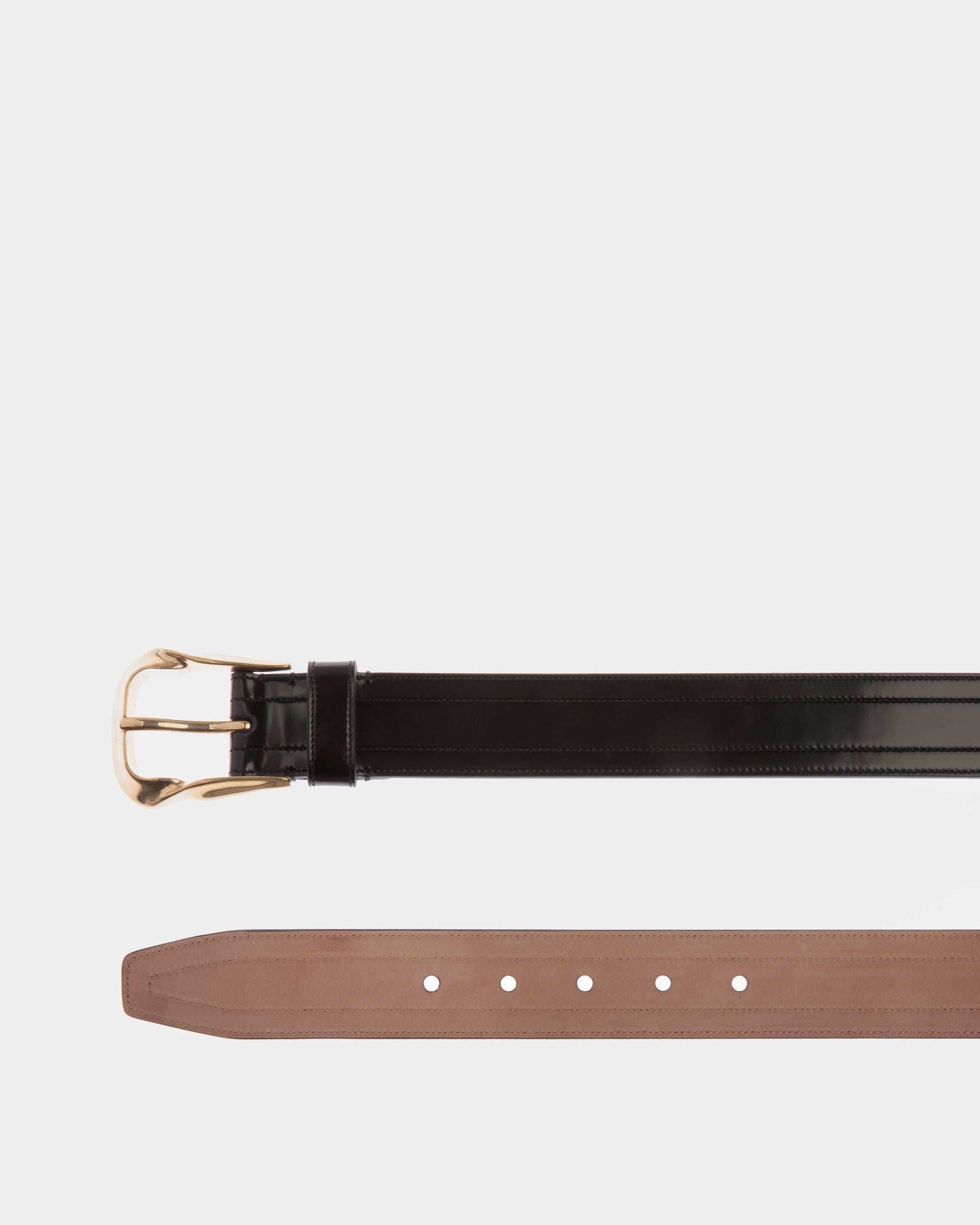 Spin 35 mm Belt in Black Leather - Men's - Bally - 02
