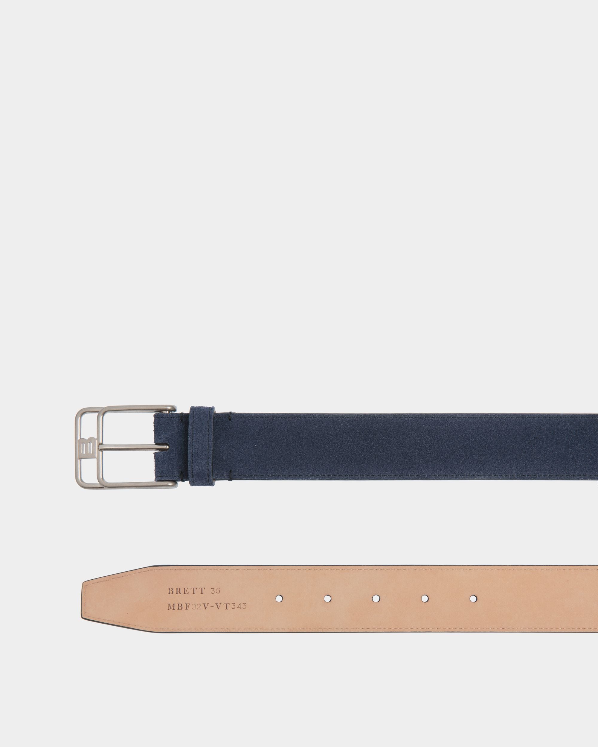 Brett 35 Mm Gürtel Aus Veloursleder In Navy Blue - Herren - Bally - 02