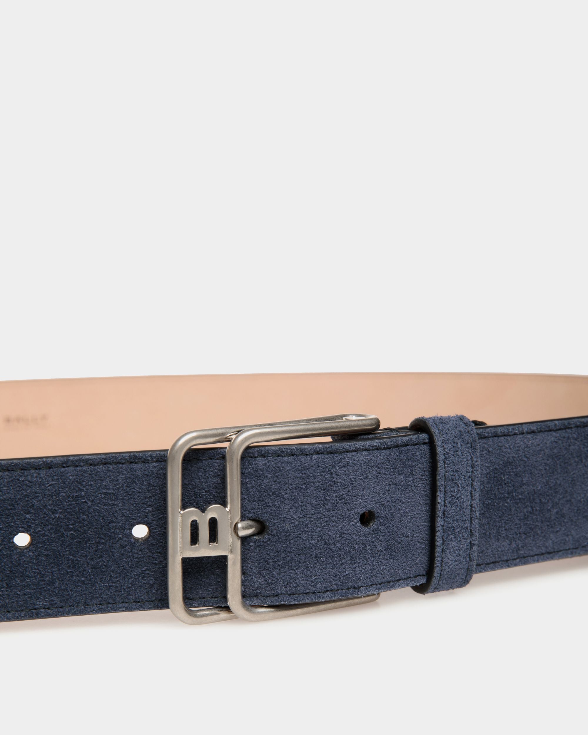 Brett 35 Mm Gürtel Aus Veloursleder In Navy Blue - Herren - Bally - 03