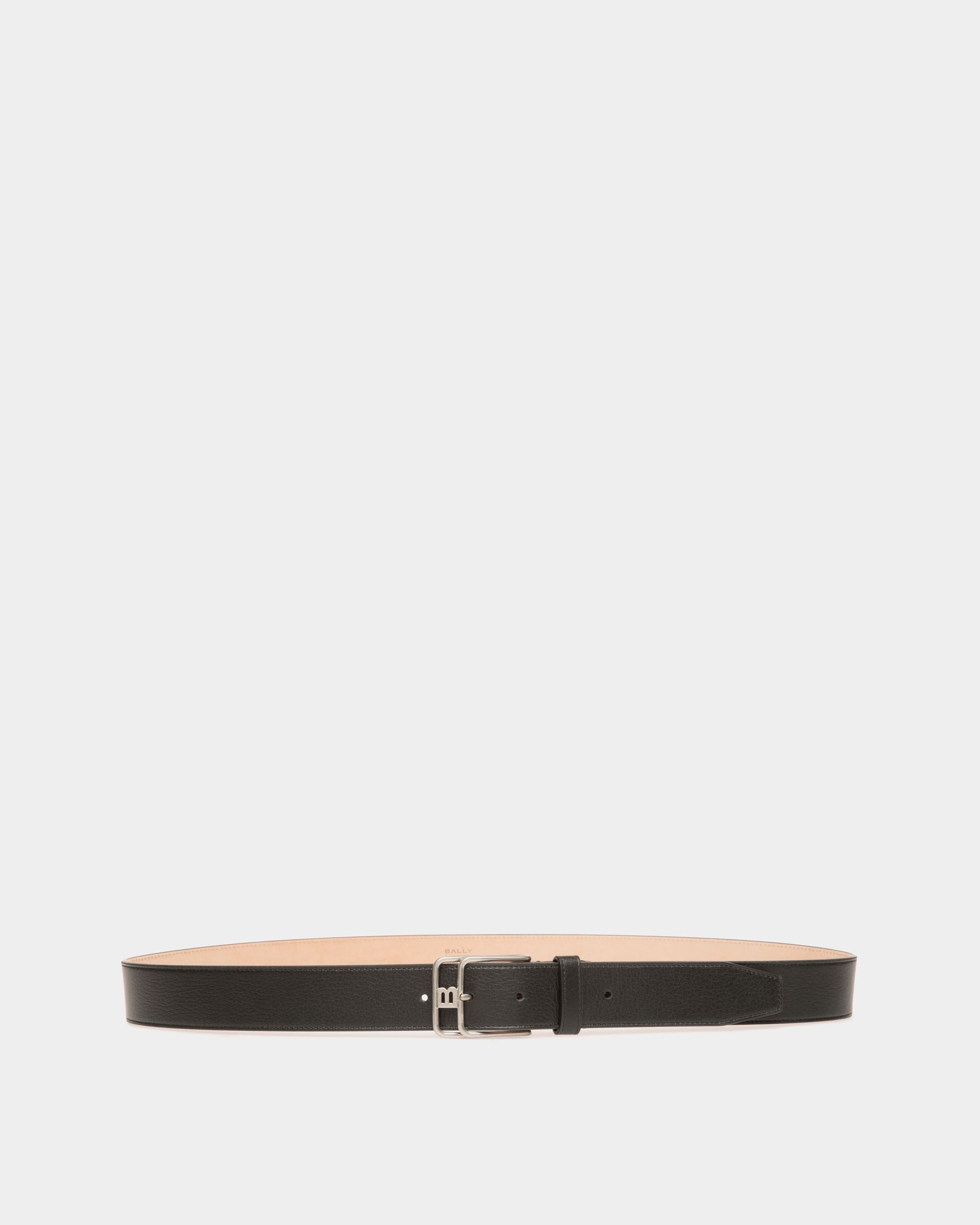 Brett 35 mm Belt in Black Grained Leather - Men's - Bally - 01