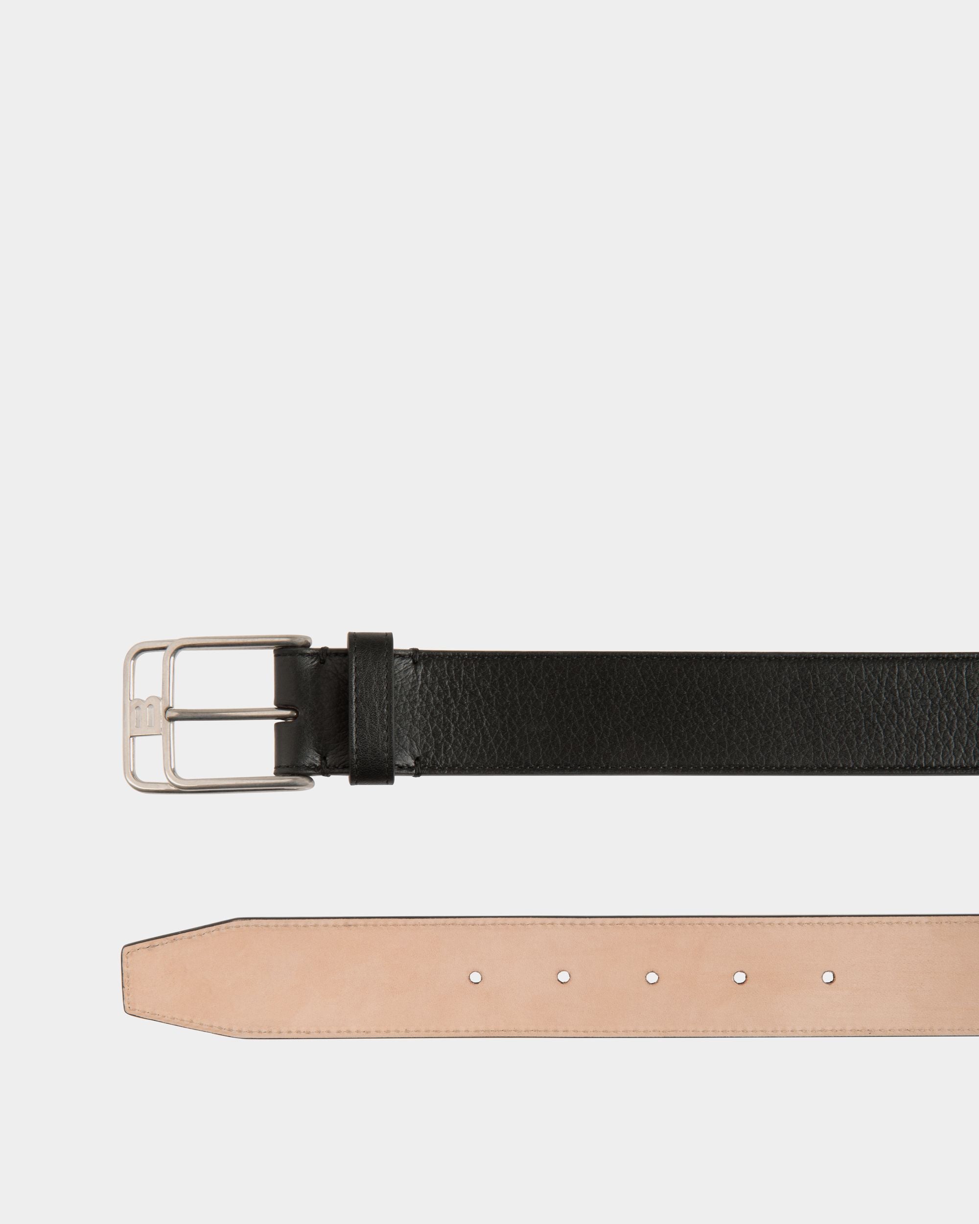 Brett 35 mm Belt in Black Grained Leather - Men's - Bally - 02